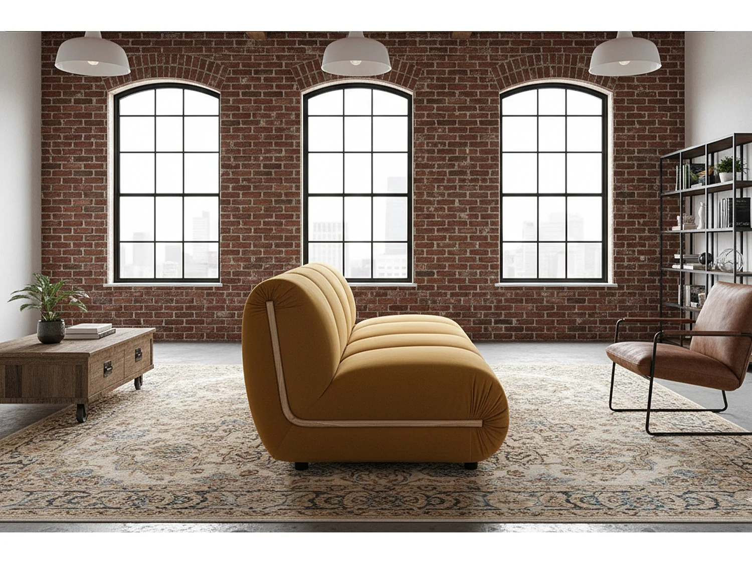 Sofá modular - amarillo terciopelo - LAYLA