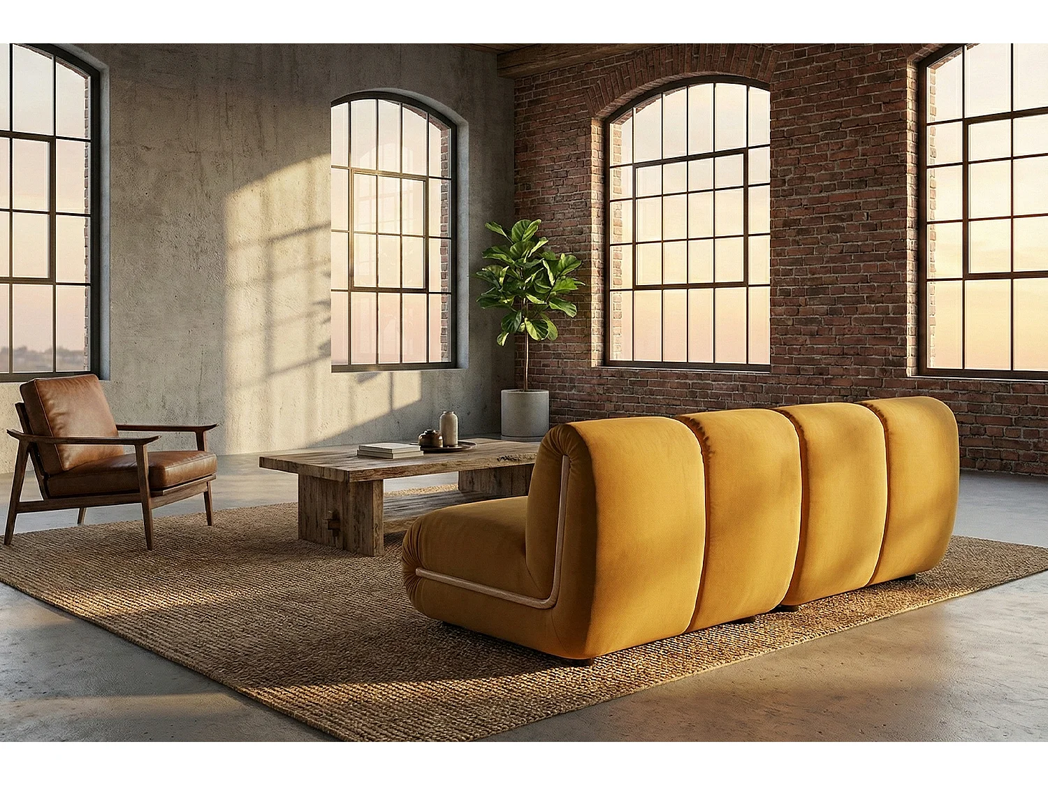 Sofá modular - amarillo terciopelo - LAYLA