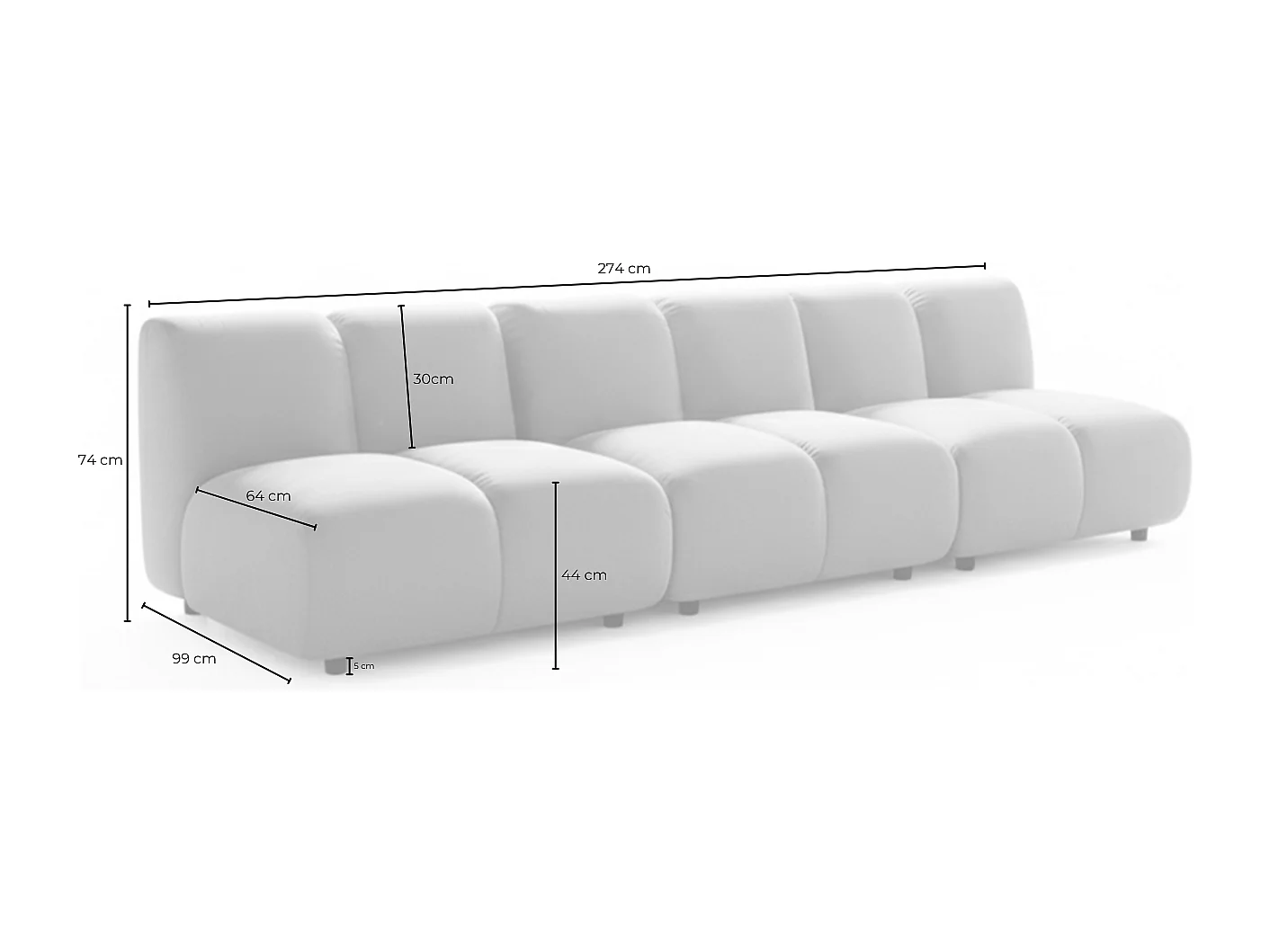 Modulares Sofa - Taupe Velvet - LAYLA
