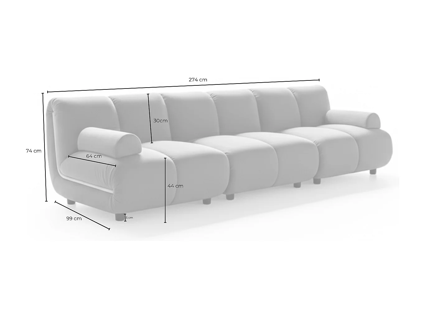 Modulares Sofa - Taupe Velvet - LAYLA
