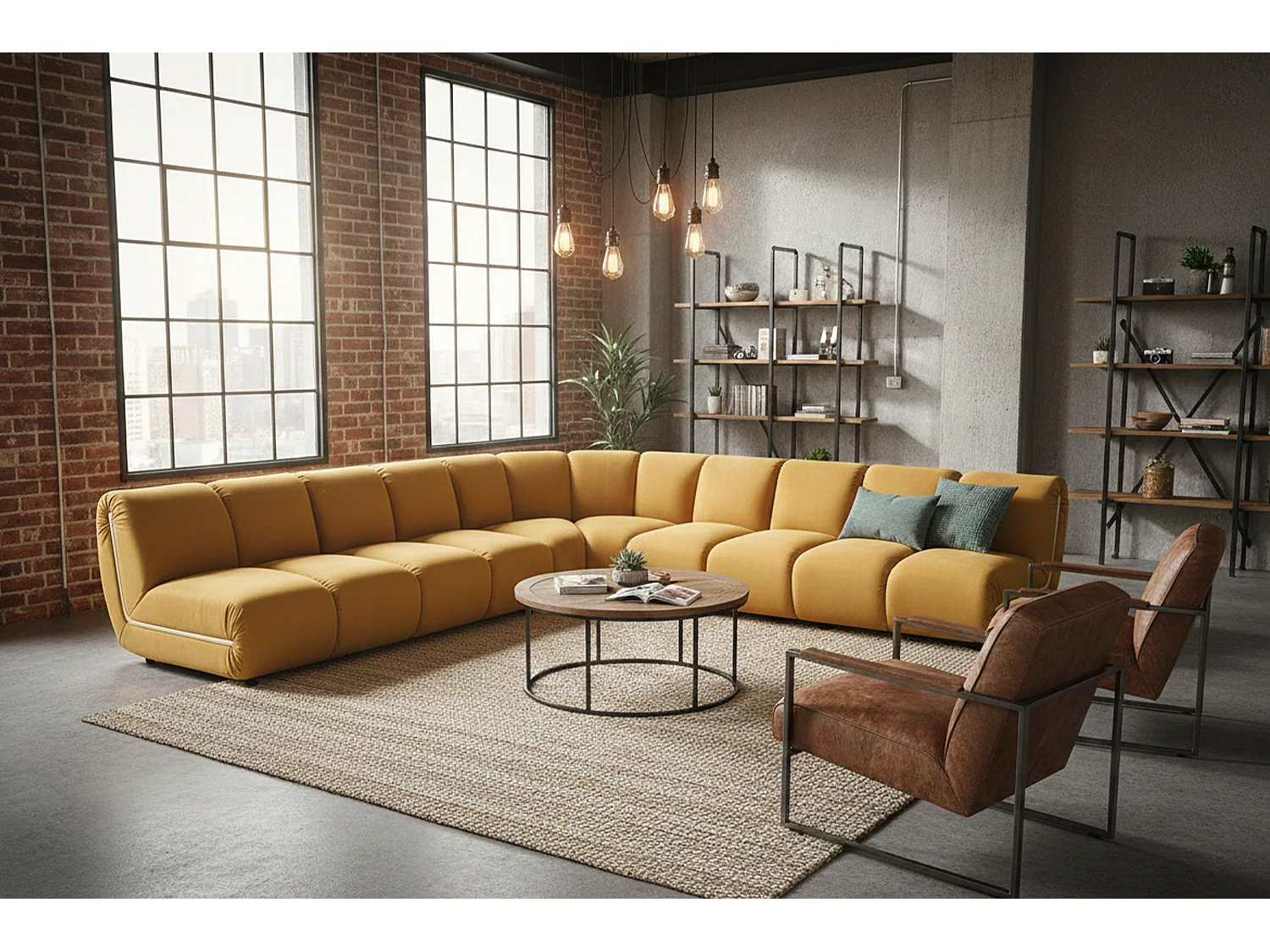 Modulares Sofa - Gelb Velvet - LAYLA