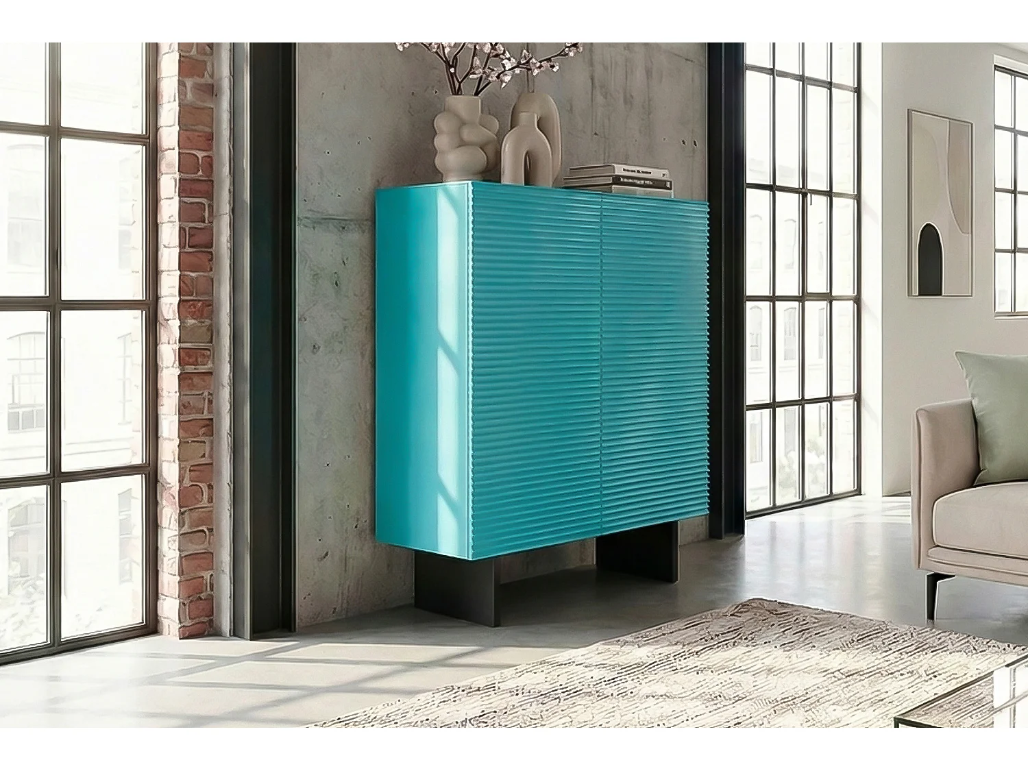 Highboard - Blau Holz - LYNN