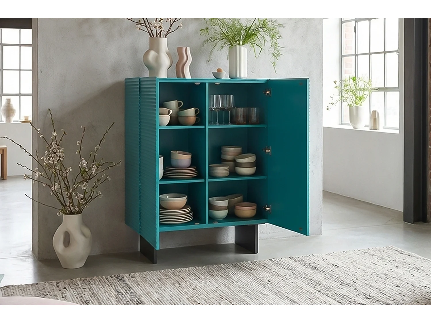 Highboard - Blau Holz - LYNN
