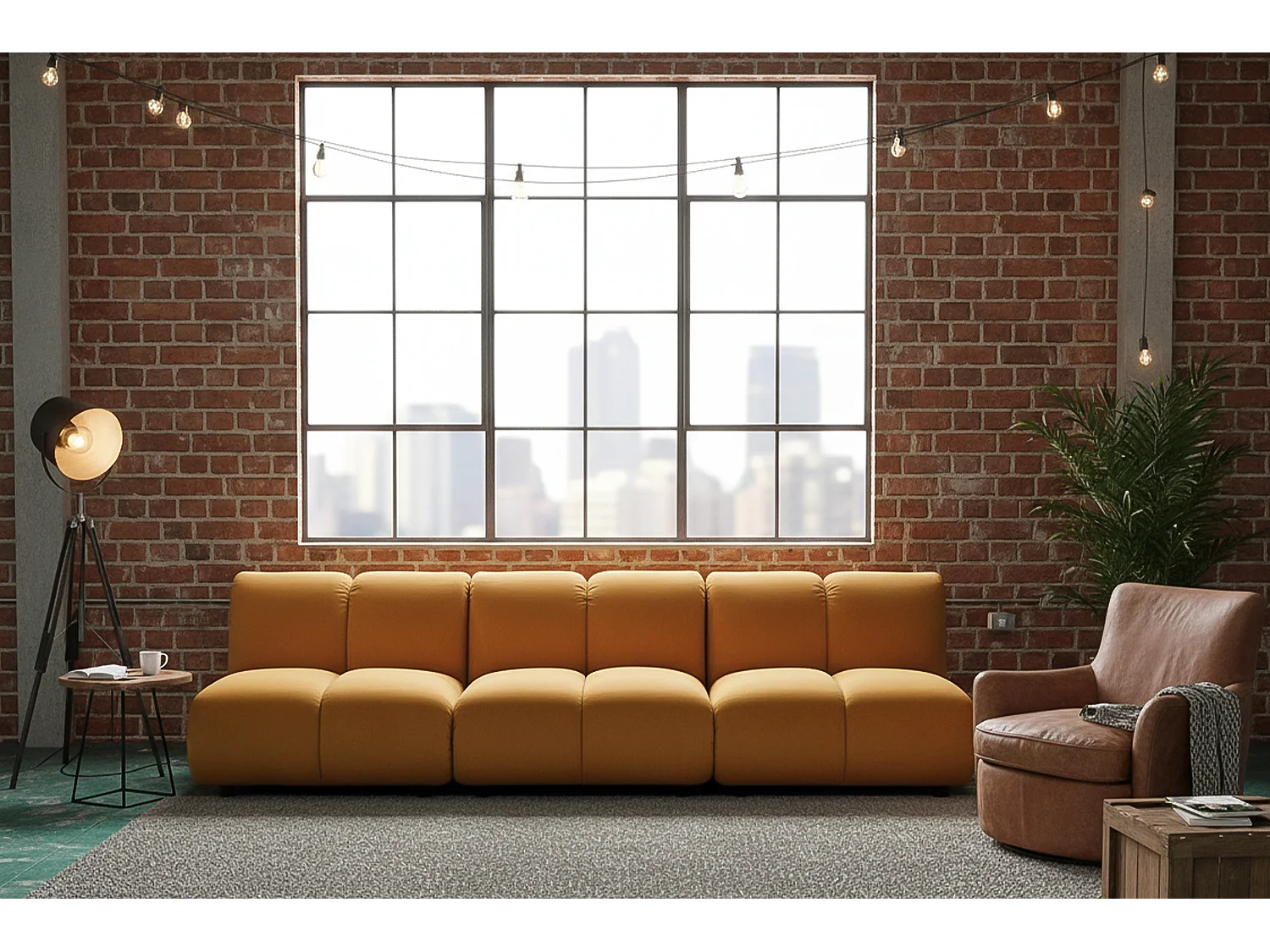 Modulares Sofa - Gelb Velvet - LAYLA