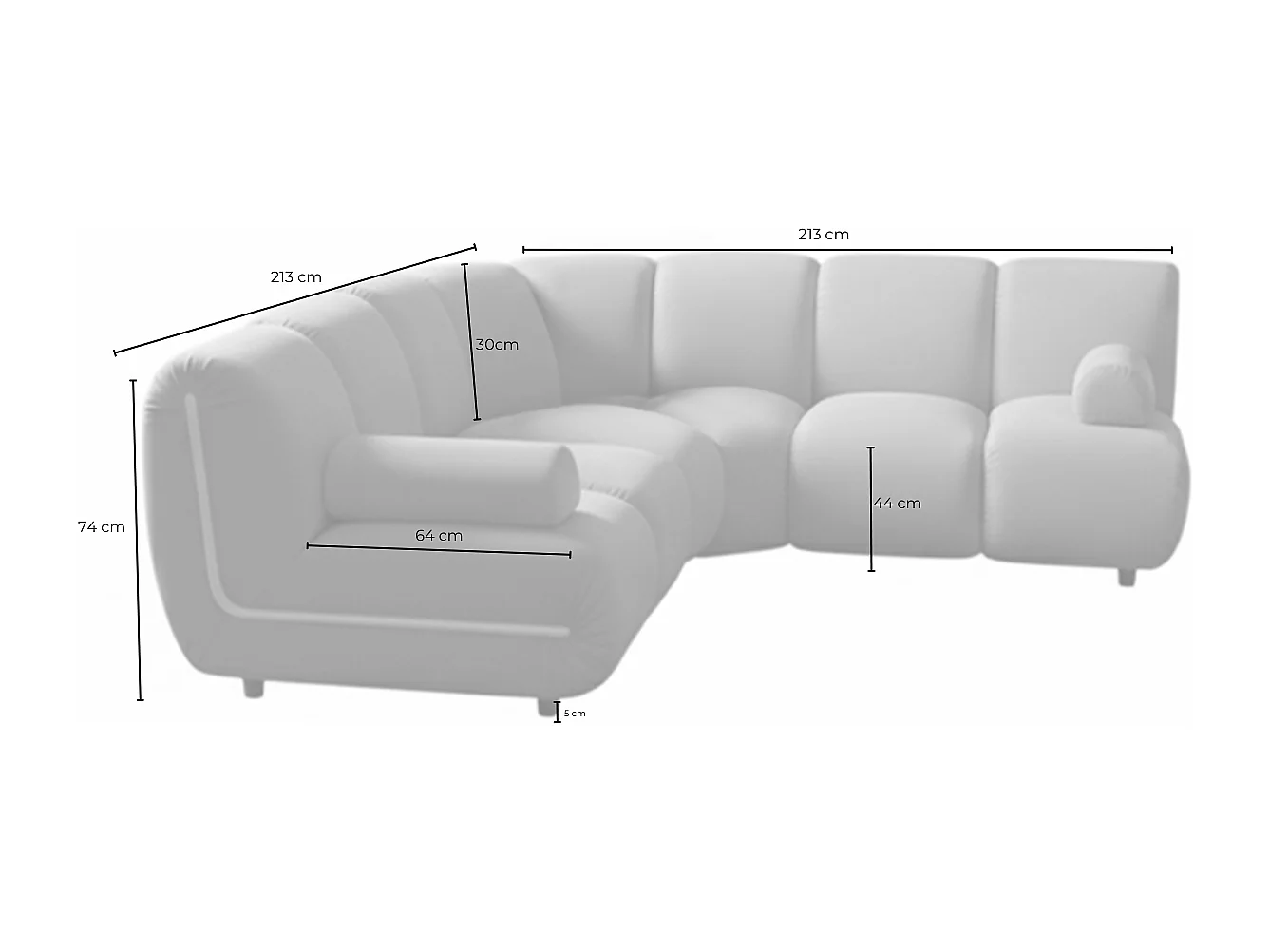 Modulares Sofa - Taupe Velvet - LAYLA