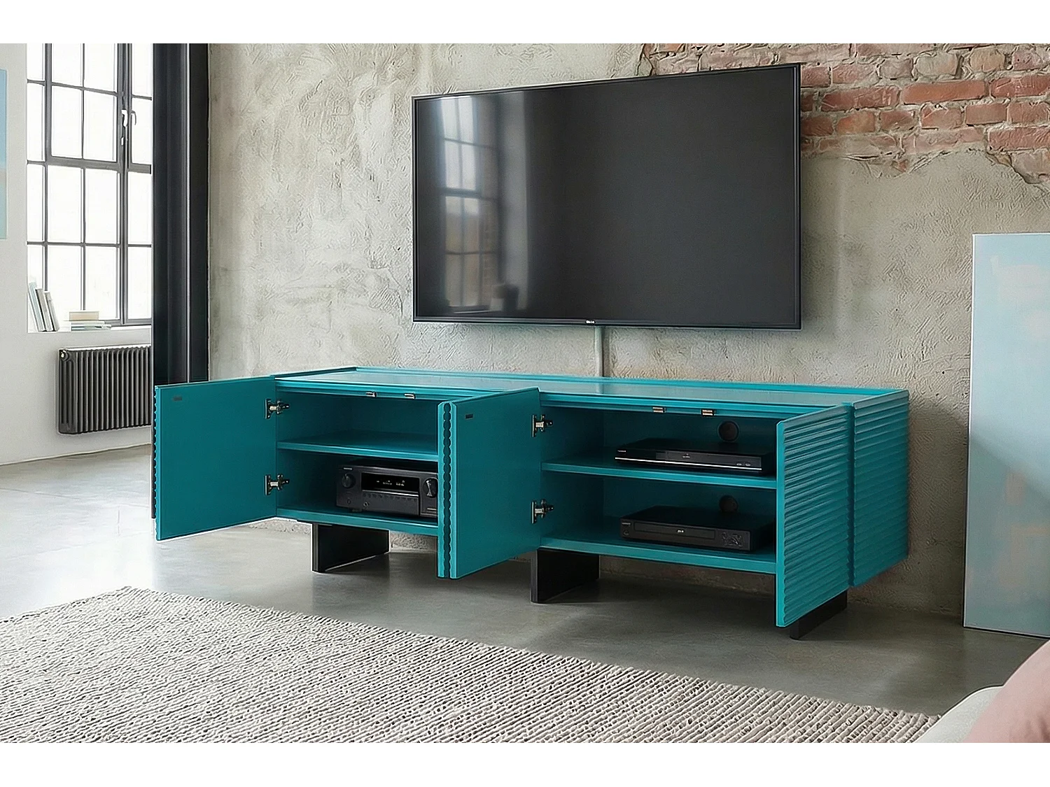 Lowboard - Blau Holz - LYNN