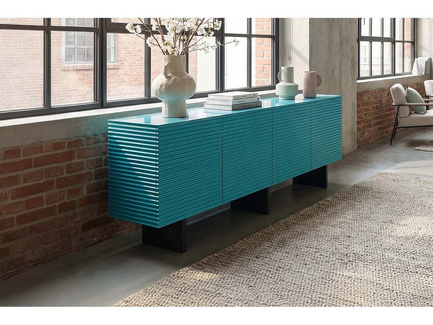 Sideboard - Blau Holz - LYNN