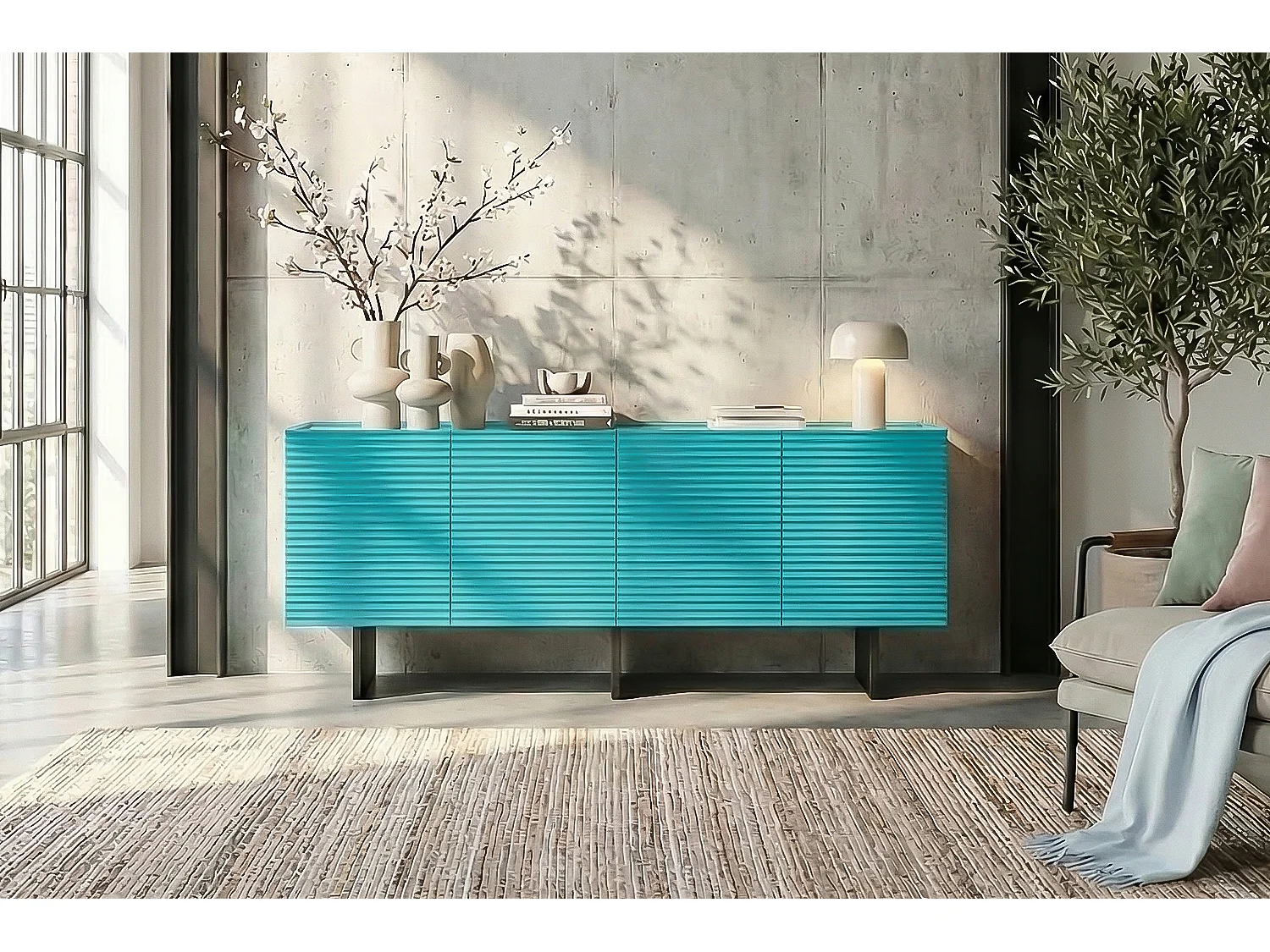 Sideboard - Blau Holz - LYNN