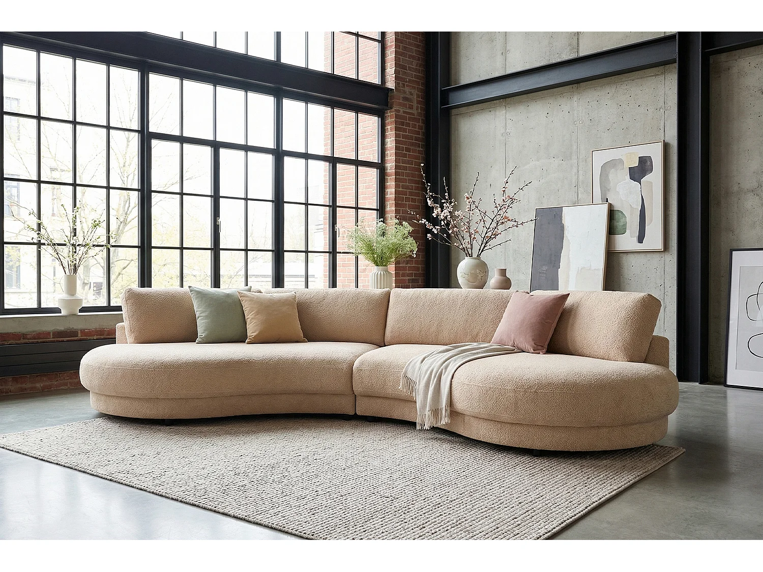 Grote bank - Crème wit Plat geweven stof - PADANA