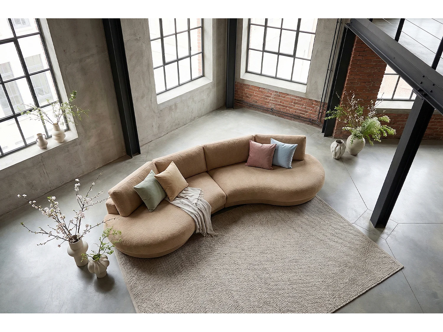 Grote bank - Crème wit Plat geweven stof - PADANA