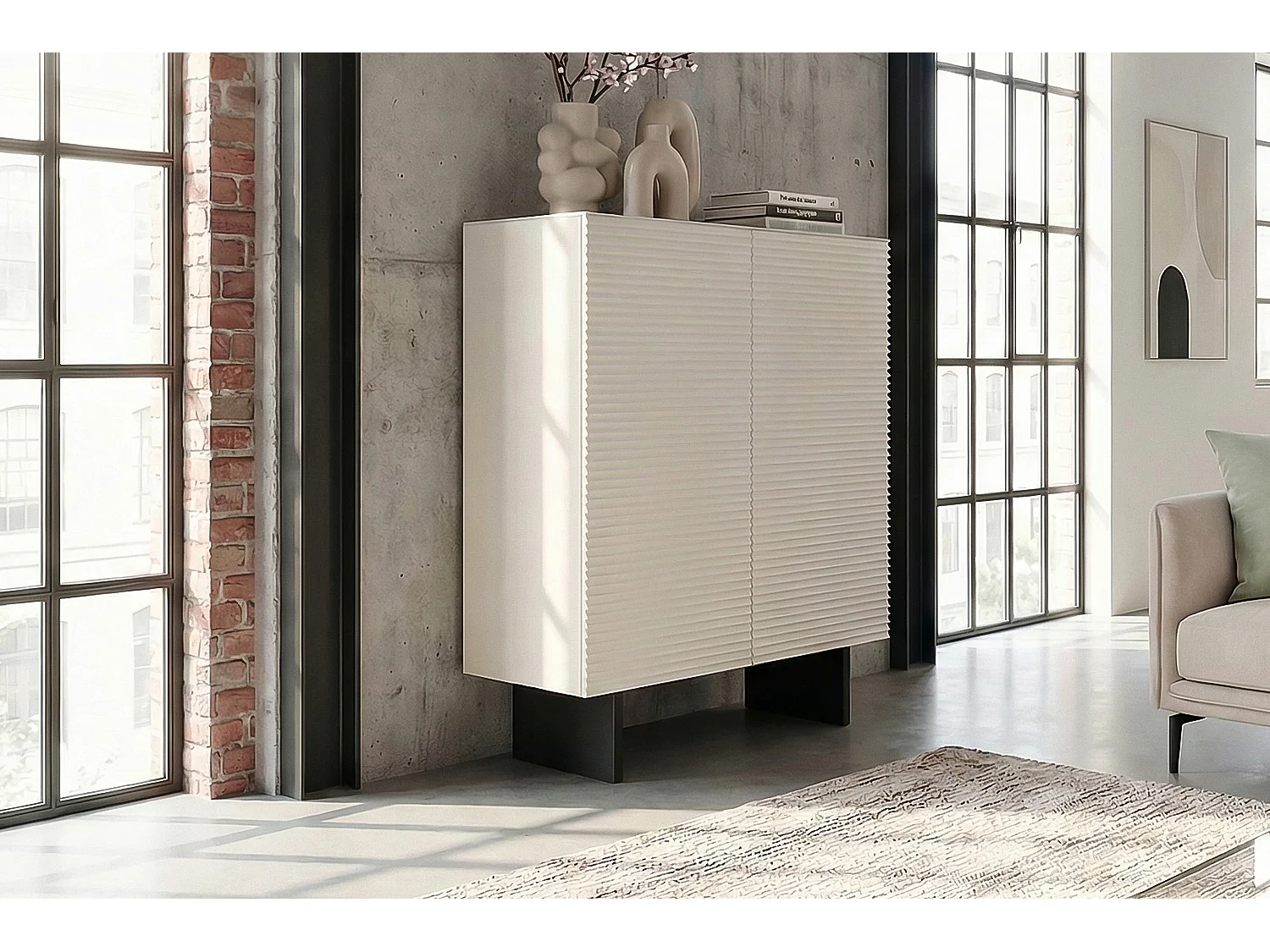 Highboard - Weiß Holz - LYNN