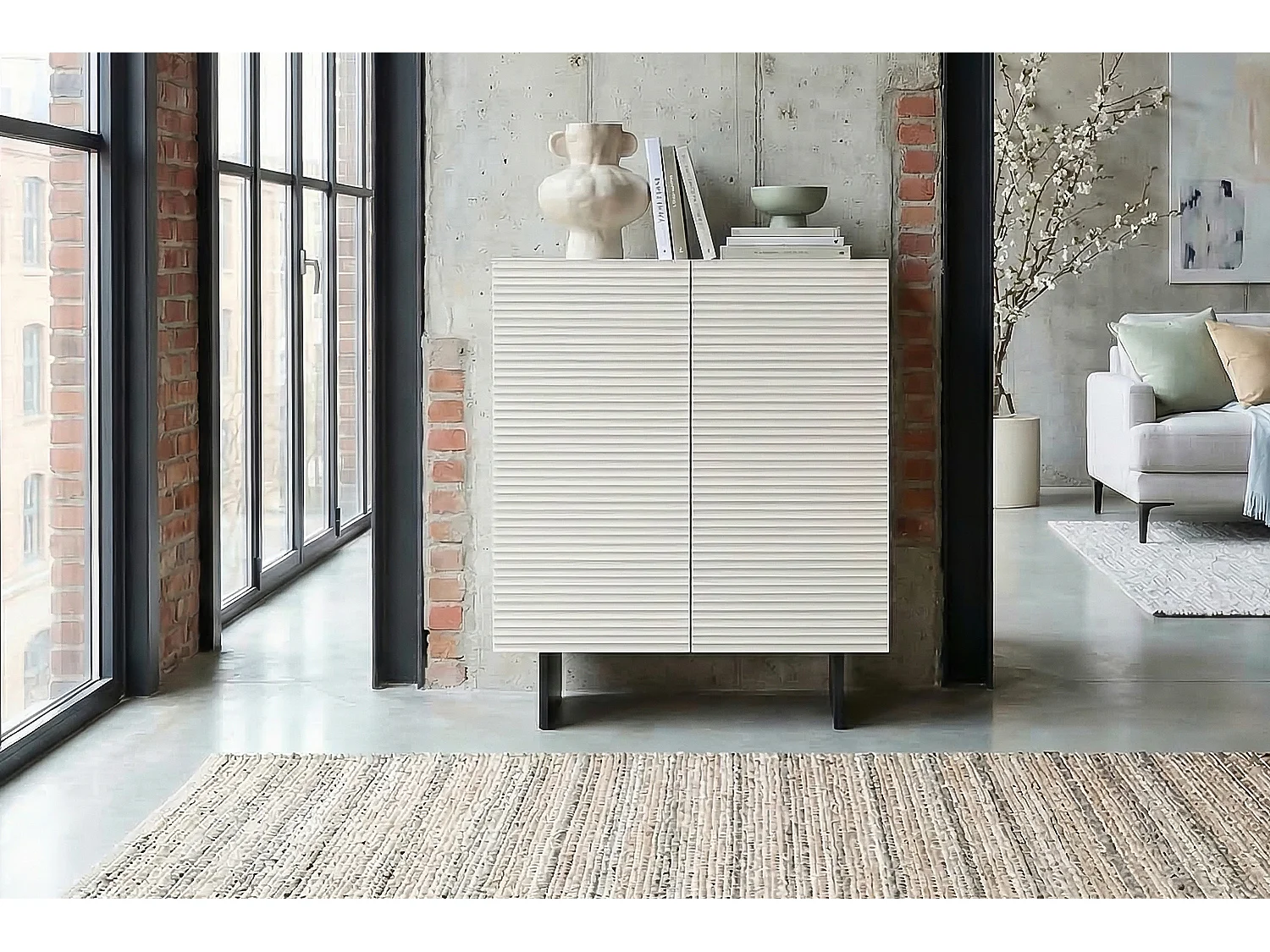 Highboard - Weiß Holz - LYNN