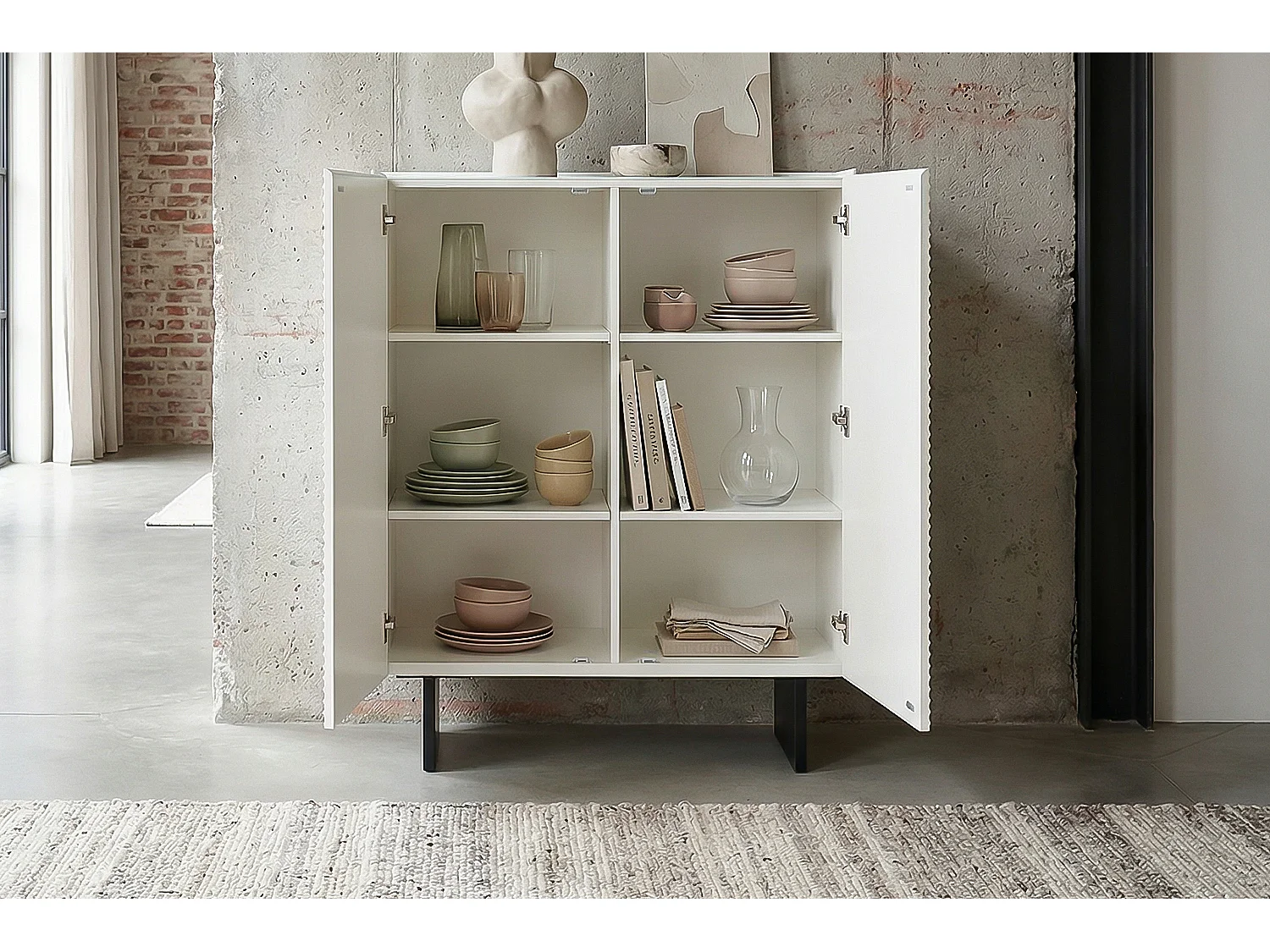 Highboard - Weiß Holz - LYNN