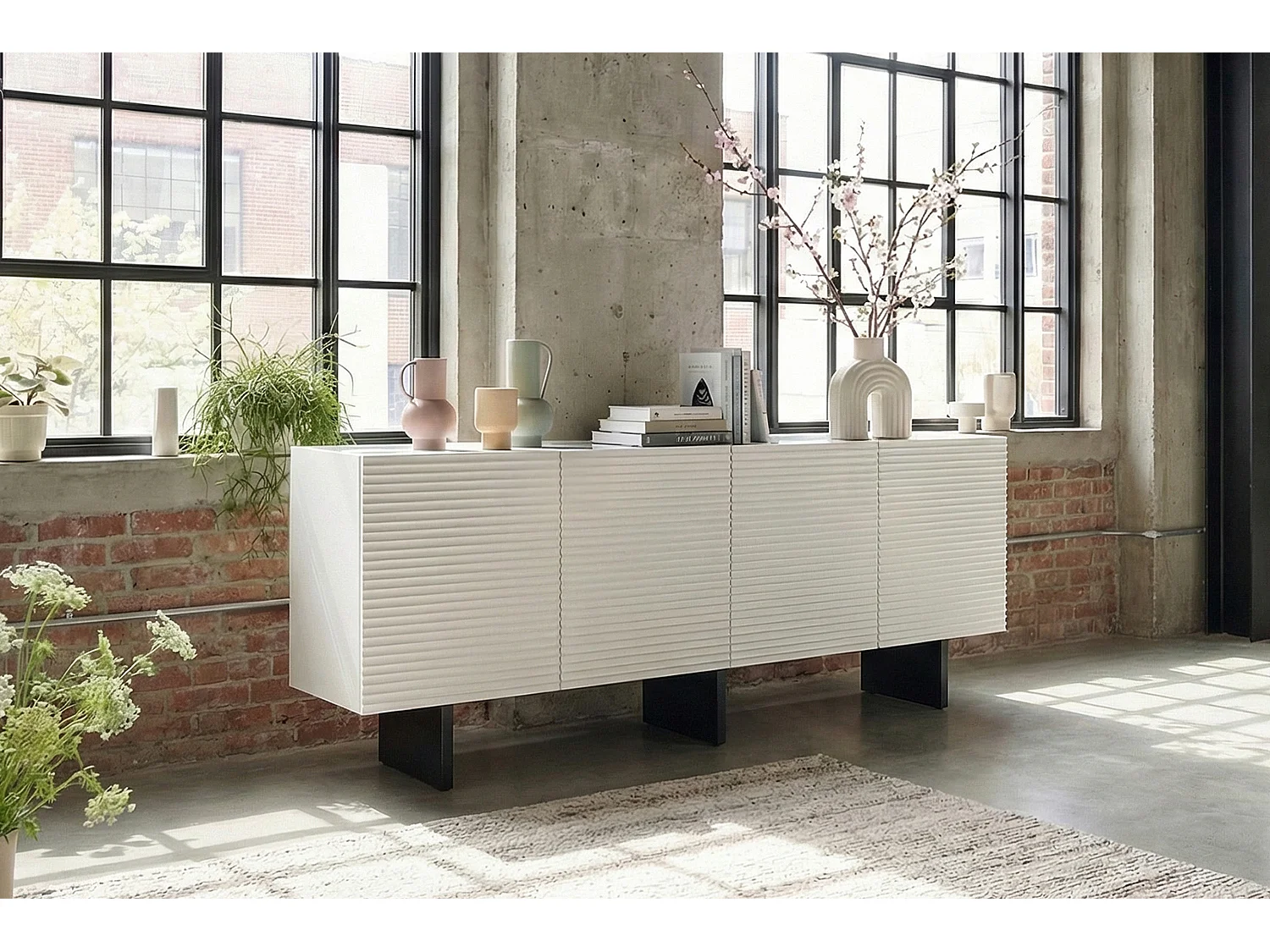 Sideboard - Weiß Holz - LYNN