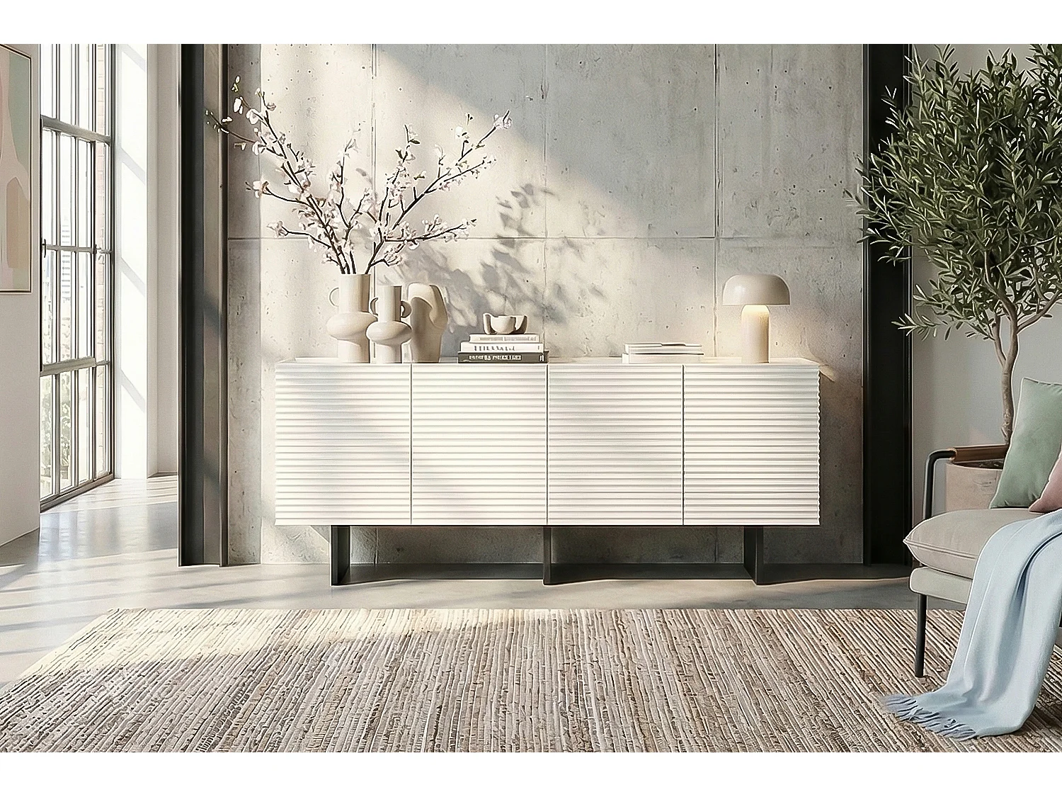 Sideboard - Weiß Holz - LYNN