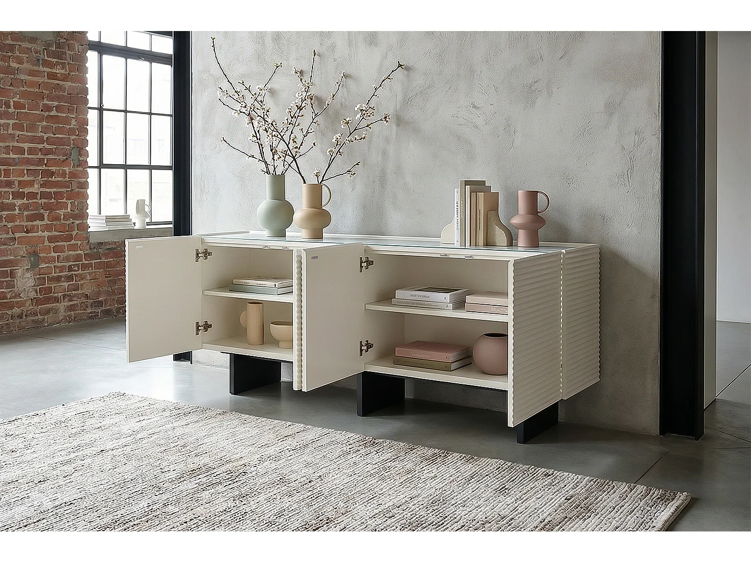 Sideboard - Weiß Holz - LYNN