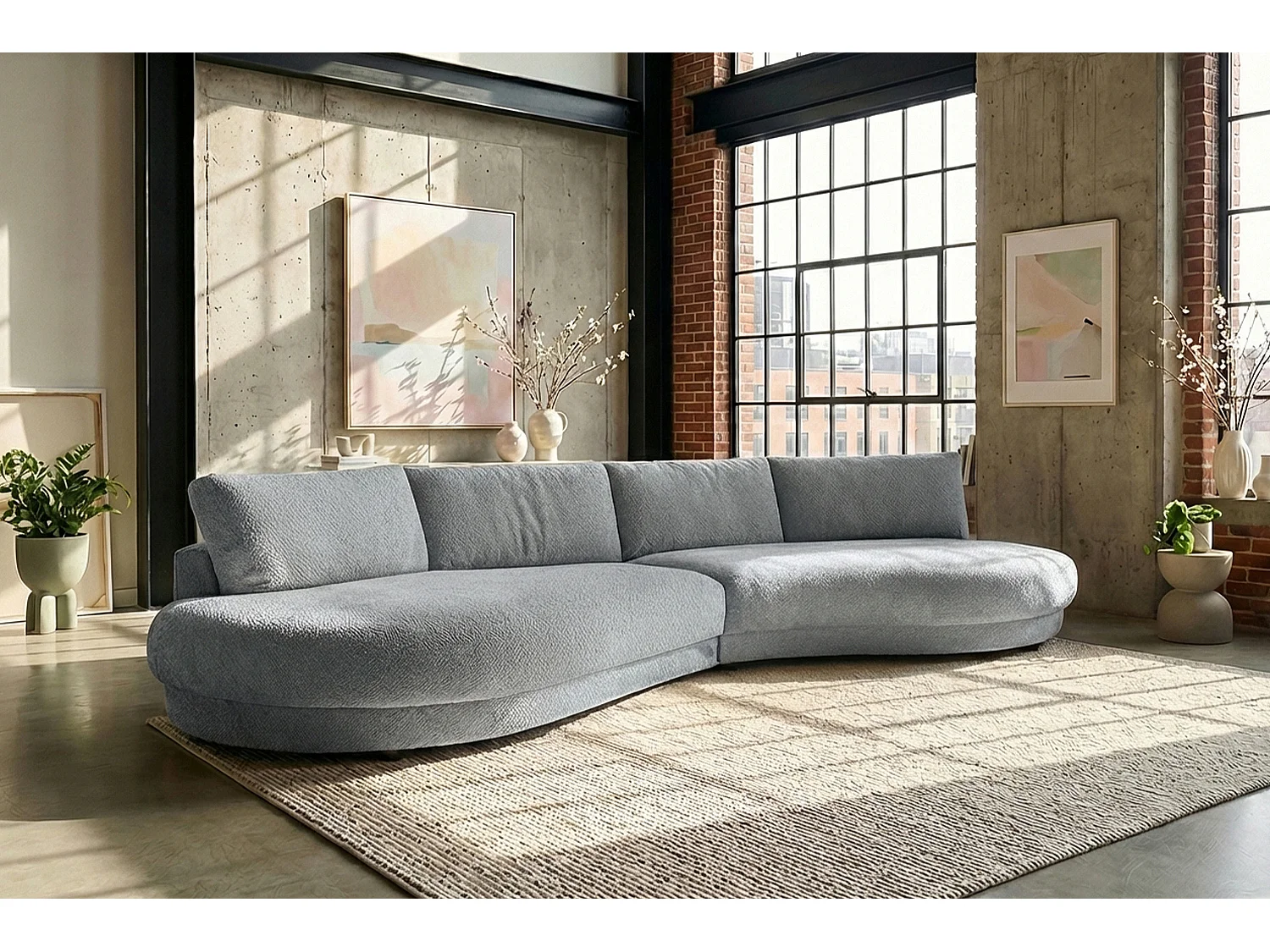 Grote bank - Grijs Plat geweven stof - PADANA