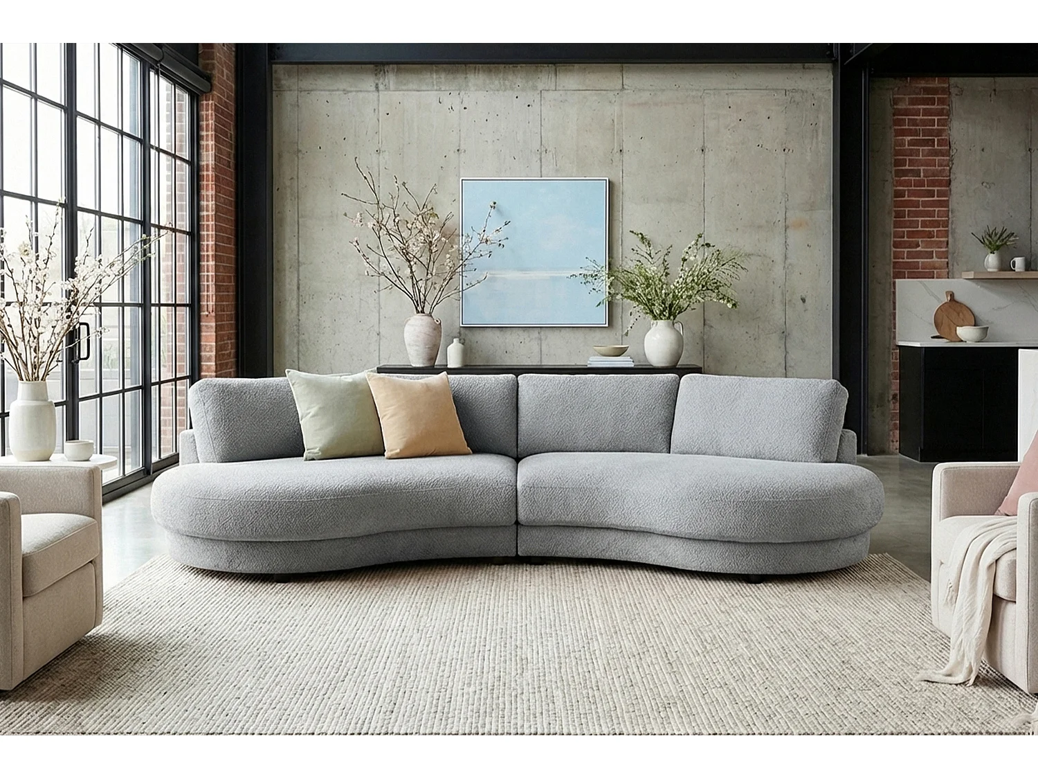 Grote bank - Grijs Plat geweven stof - PADANA