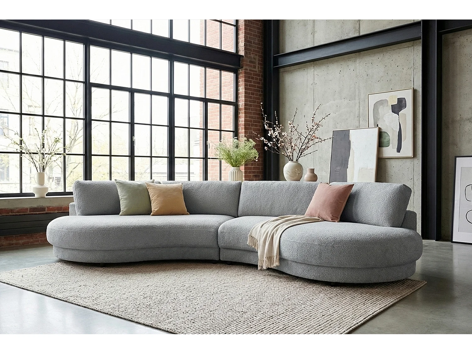 Grote bank - Grijs Plat geweven stof - PADANA