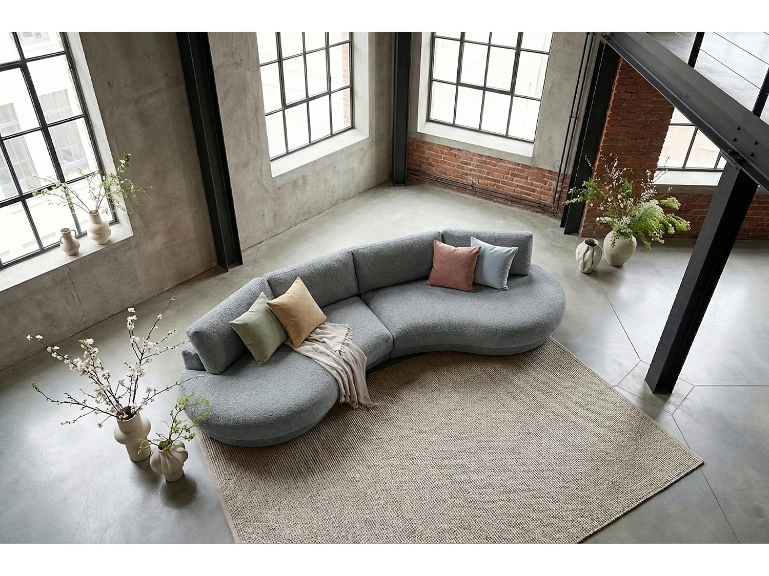 Grote bank - Grijs Plat geweven stof - PADANA