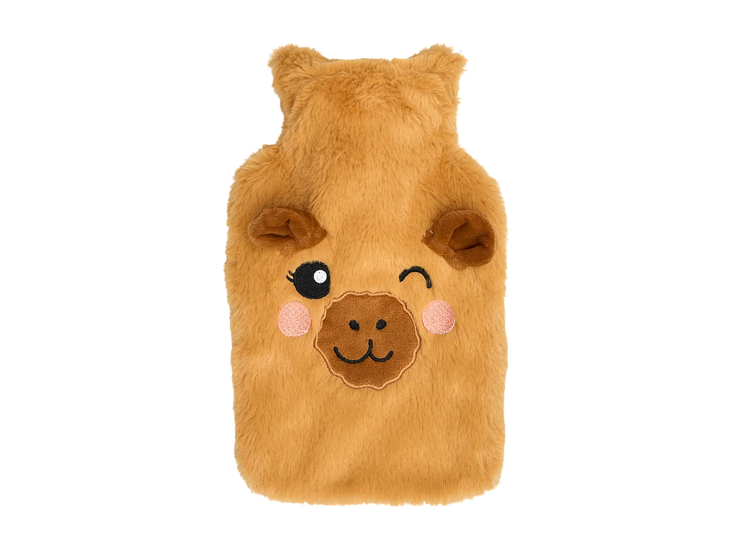 Bouillotte 1L imitation fourrure Capybara marron en polyester - The Concept Factory