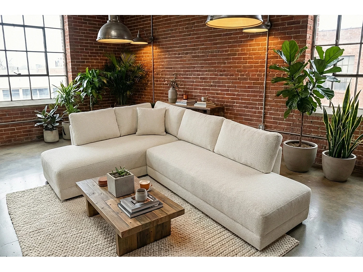 Schlafsofa - Cremeweiß Flachgewebe - SADIRA