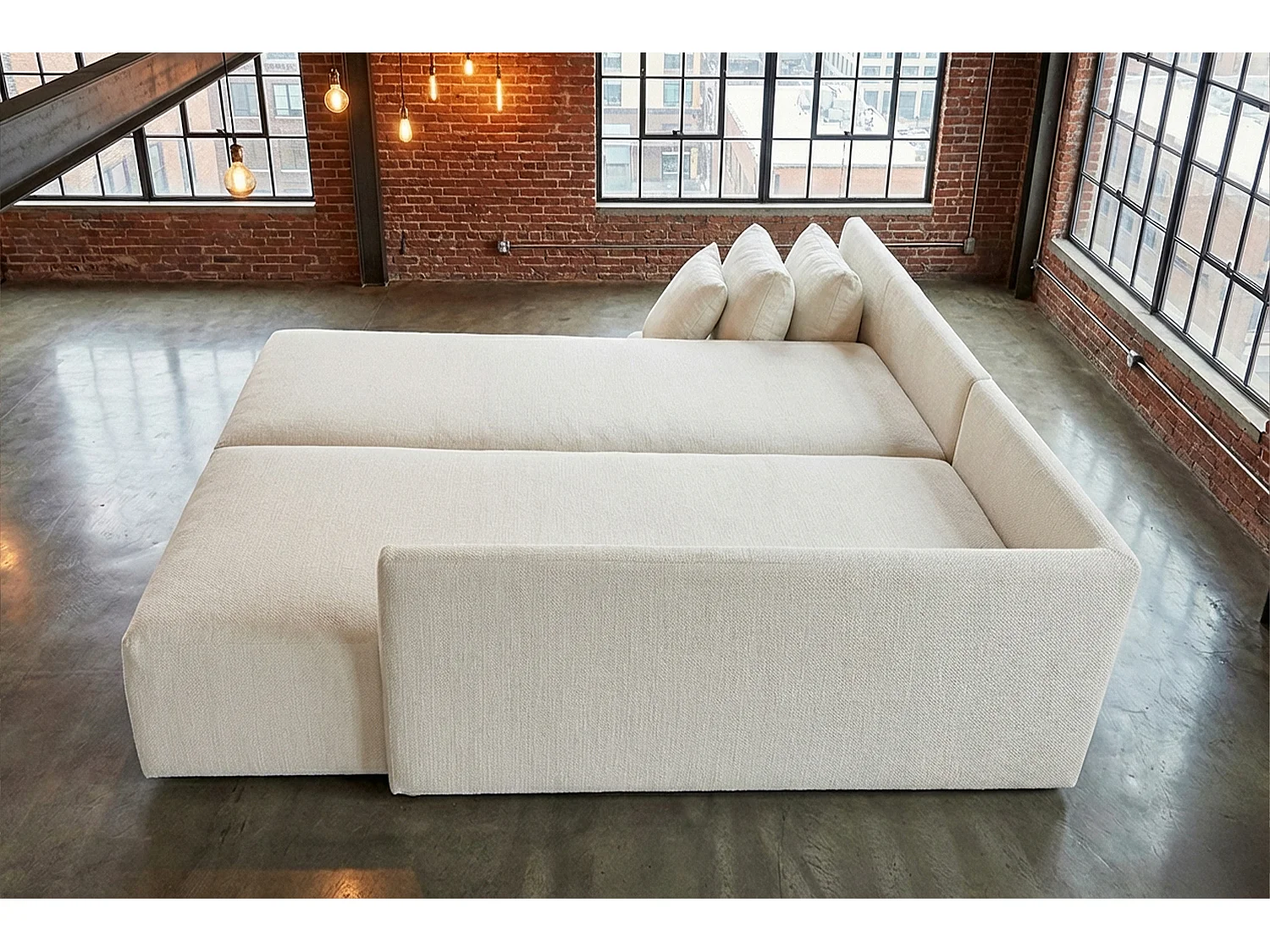 Schlafsofa - Cremeweiß Flachgewebe - SADIRA