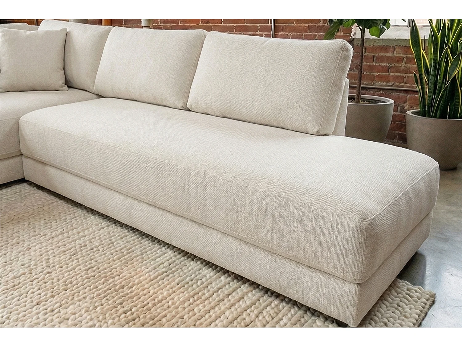 Schlafsofa - Cremeweiß Flachgewebe - SADIRA