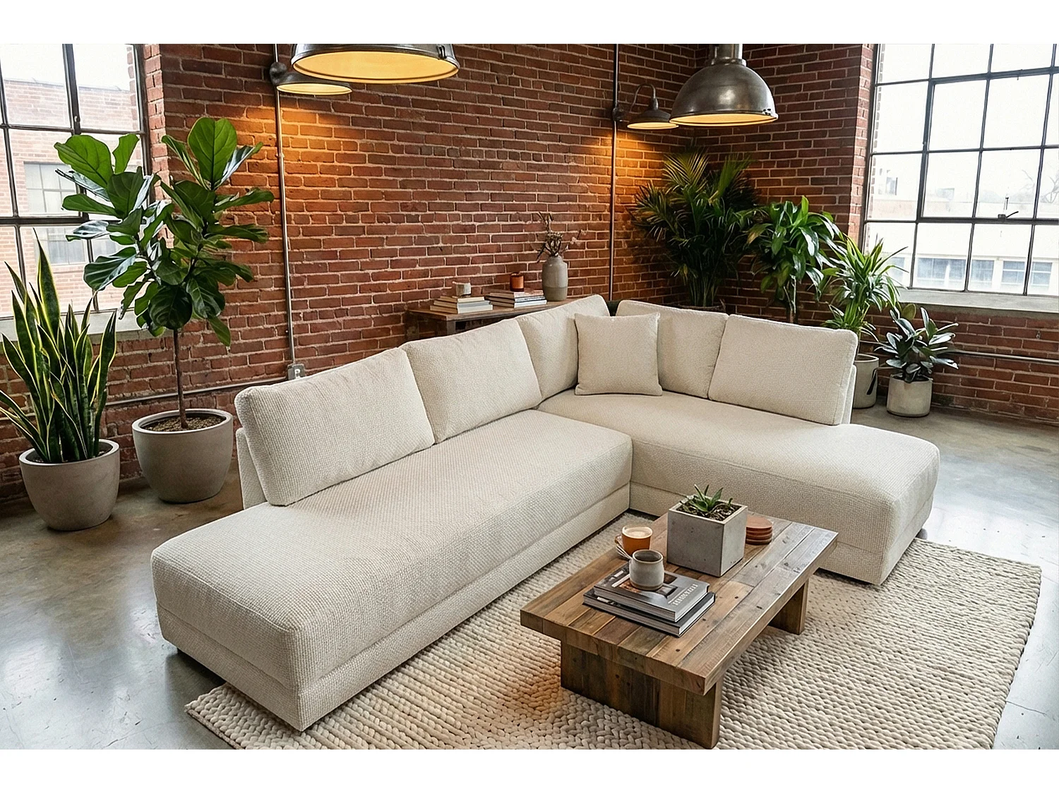 Schlafsofa - Cremeweiß Flachgewebe - SADIRA