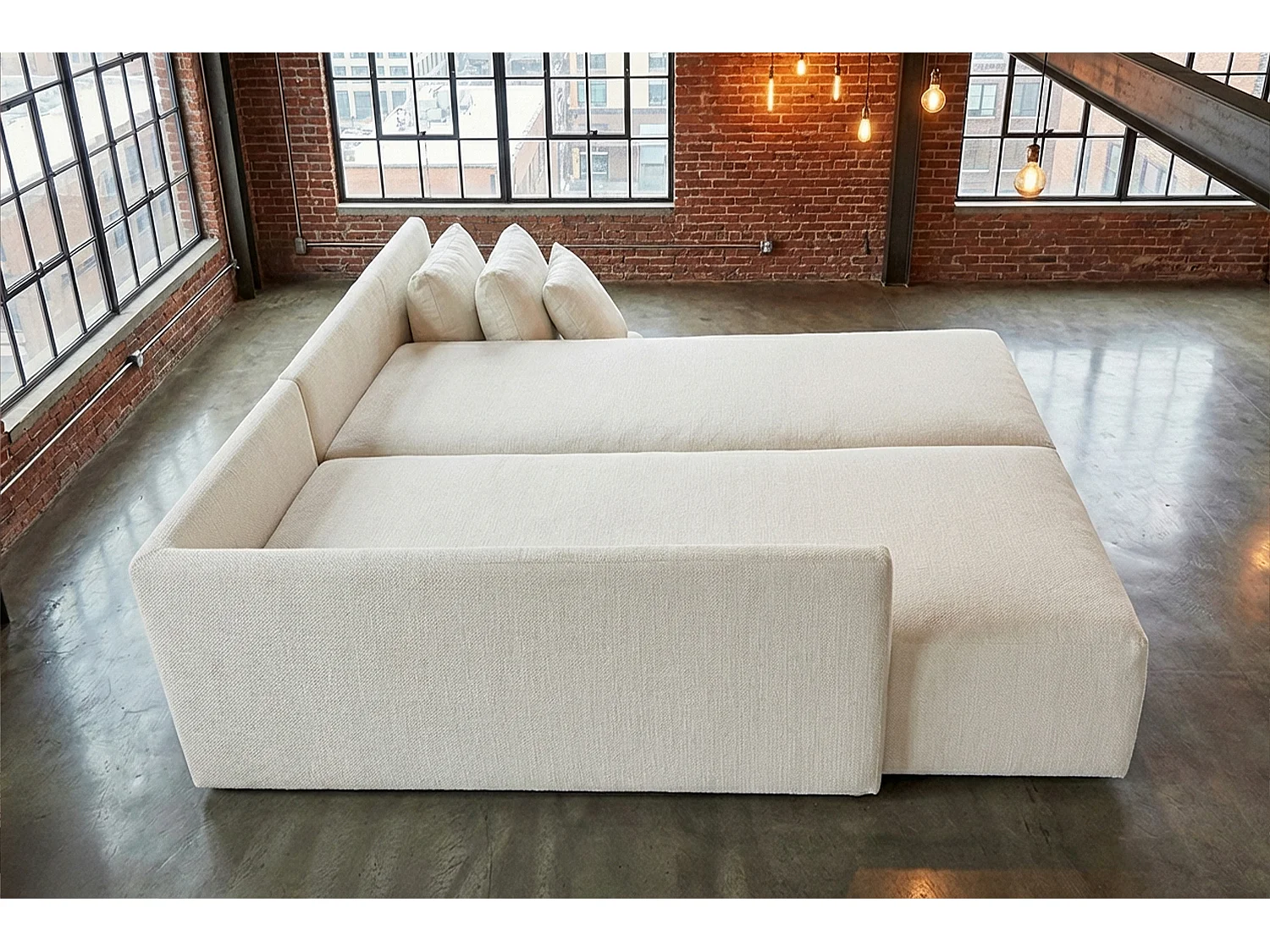 Schlafsofa - Cremeweiß Flachgewebe - SADIRA