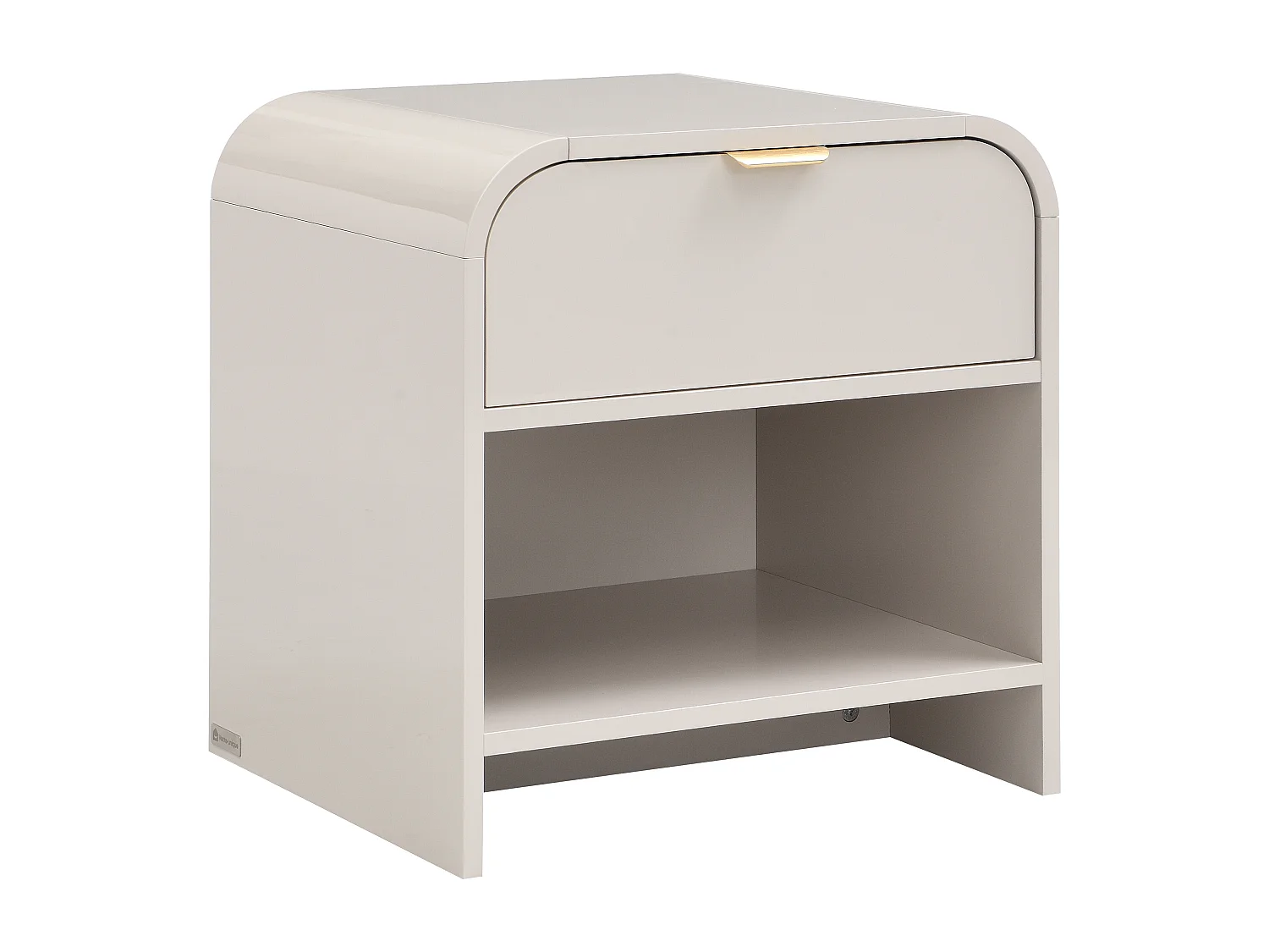 Lot de 2 tables de chevet avec 1 tiroir et 1 niche - MDF - Beige et doré - ORALINO