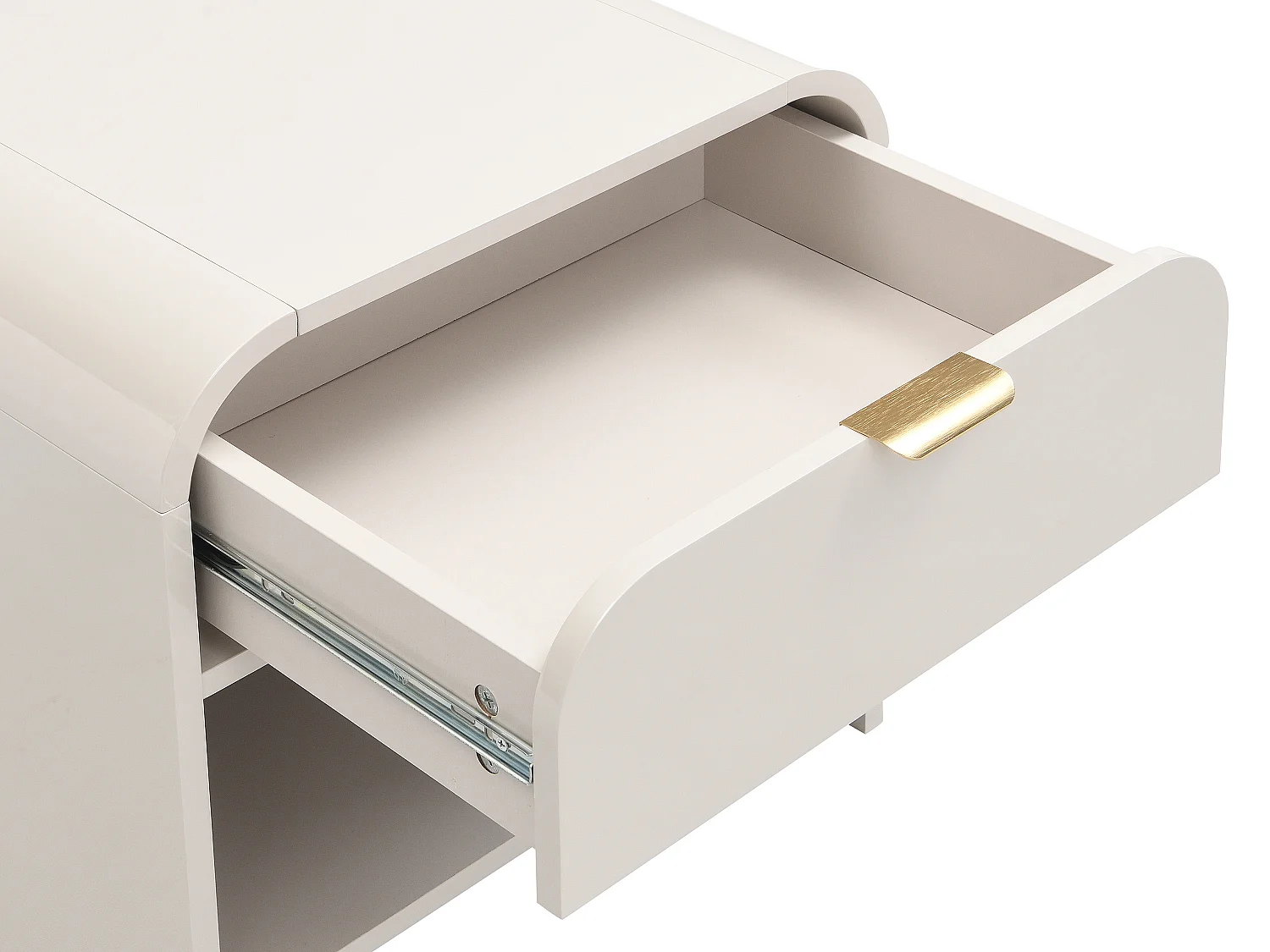 Lot de 2 tables de chevet avec 1 tiroir et 1 niche - MDF - Beige et doré - ORALINO