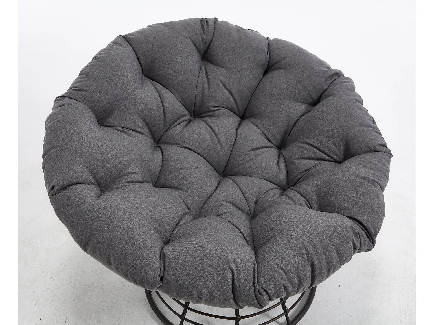Fauteuil lounge papasan style bohème, pivotant 360° forme œuf en rotin PE avec coussin épais pour salon et balcon
