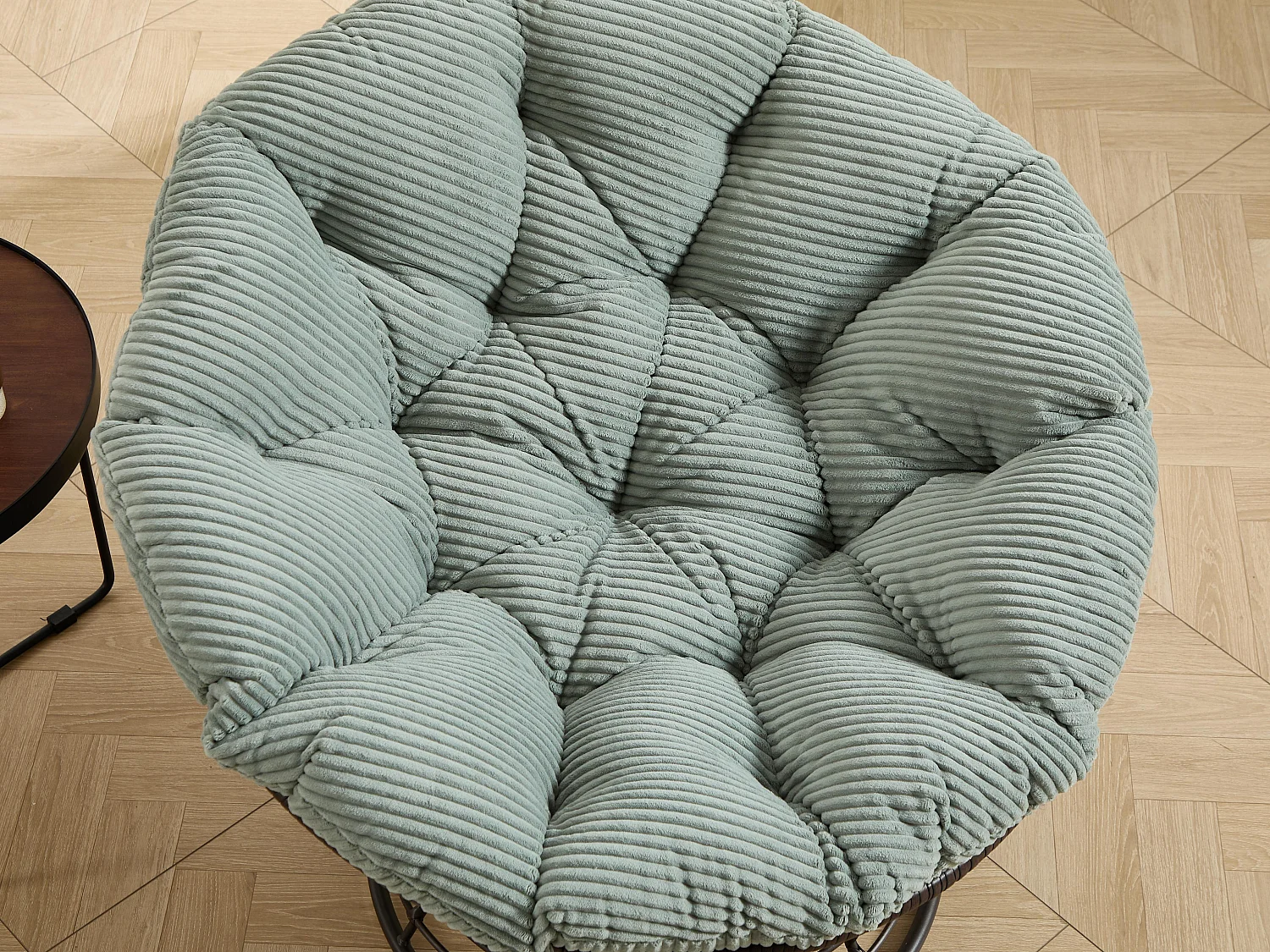 Papasan lounge stoel bohemien stijl, 360° draaibaar, eivormig van PE-rotan met dik kussen voor woonkamer en balkon