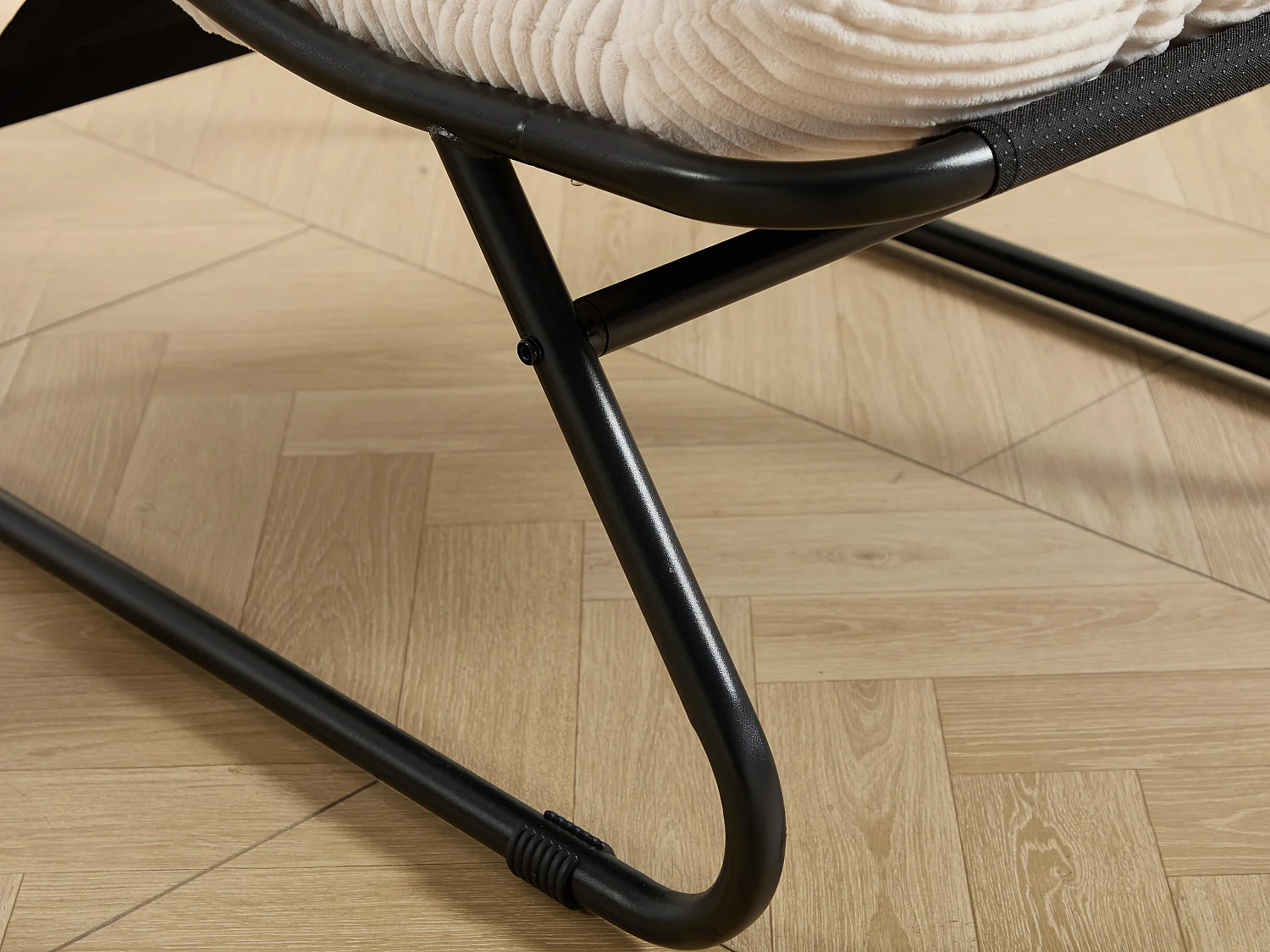 Fauteuil extérieur en acier avec coussin, pouf offert, chaise de jardin moderne pour terrasse et balcon