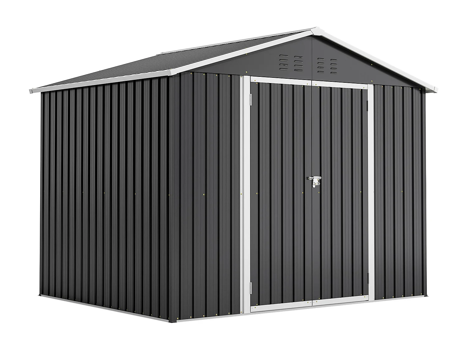 Abri de jardin métallique 240 x 180 cm – acier galvanisé, abri de rangement extérieur avec porte coulissante et ventilation