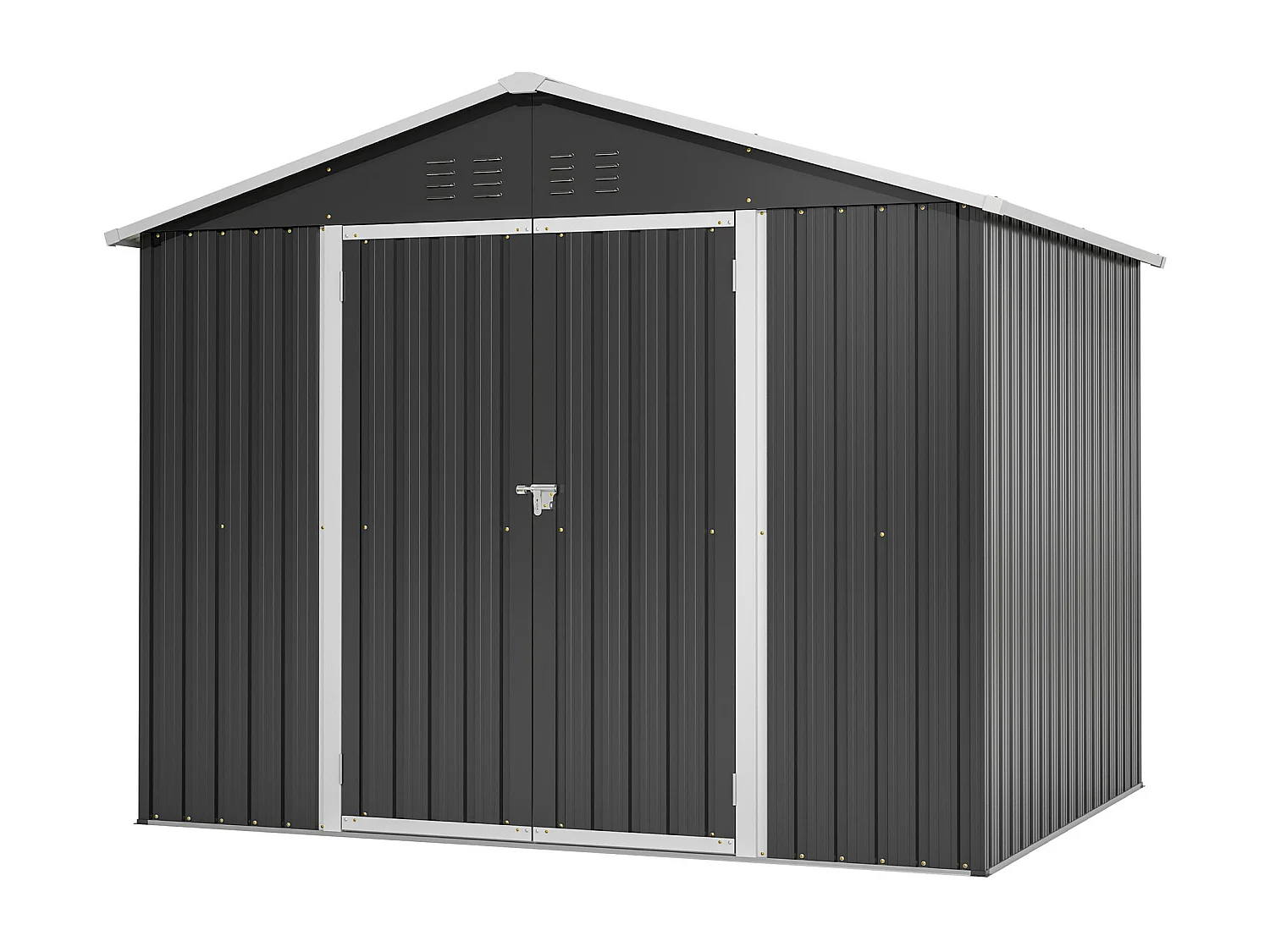 Abri de jardin métallique 240 x 180 cm – acier galvanisé, abri de rangement extérieur avec porte coulissante et ventilation