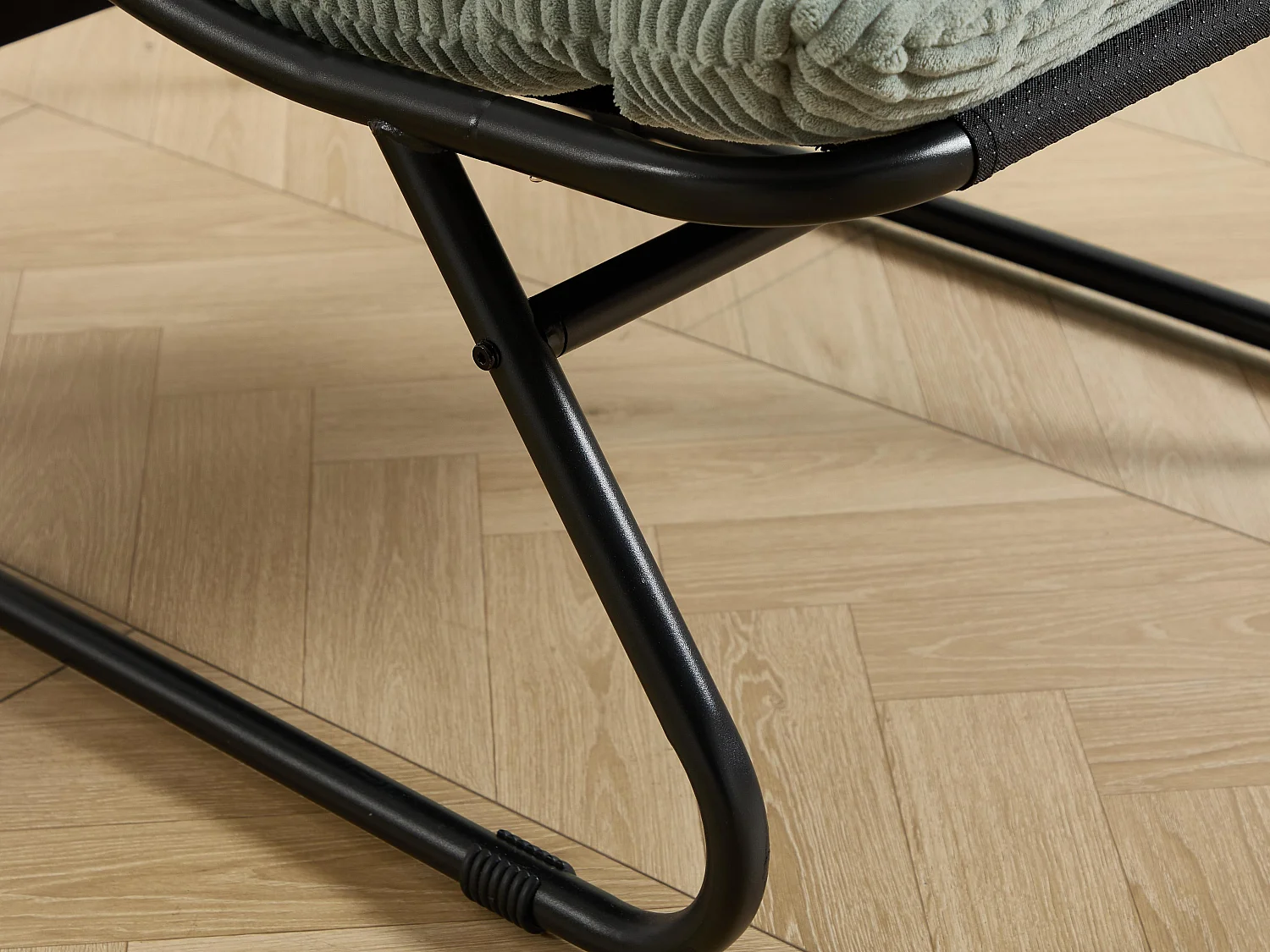 Fauteuil extérieur en acier avec coussin, pouf offert, chaise de jardin moderne pour terrasse et balcon