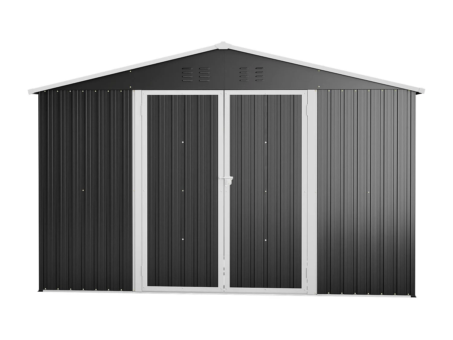 Abri de jardin métallique 240 x 300 cm – acier galvanisé, grand abri de rangement extérieur avec porte coulissante et ventilation