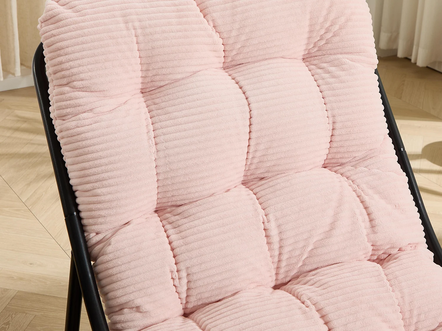 Fauteuil extérieur en acier avec coussin, pouf offert, chaise de jardin moderne pour terrasse et balcon