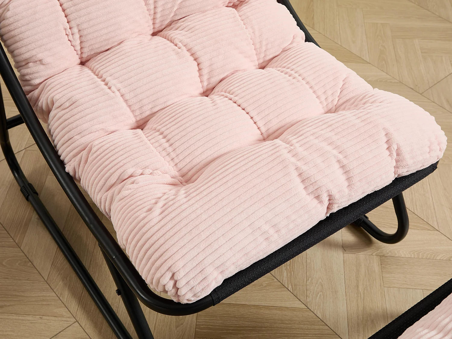 Fauteuil extérieur en acier avec coussin, pouf offert, chaise de jardin moderne pour terrasse et balcon