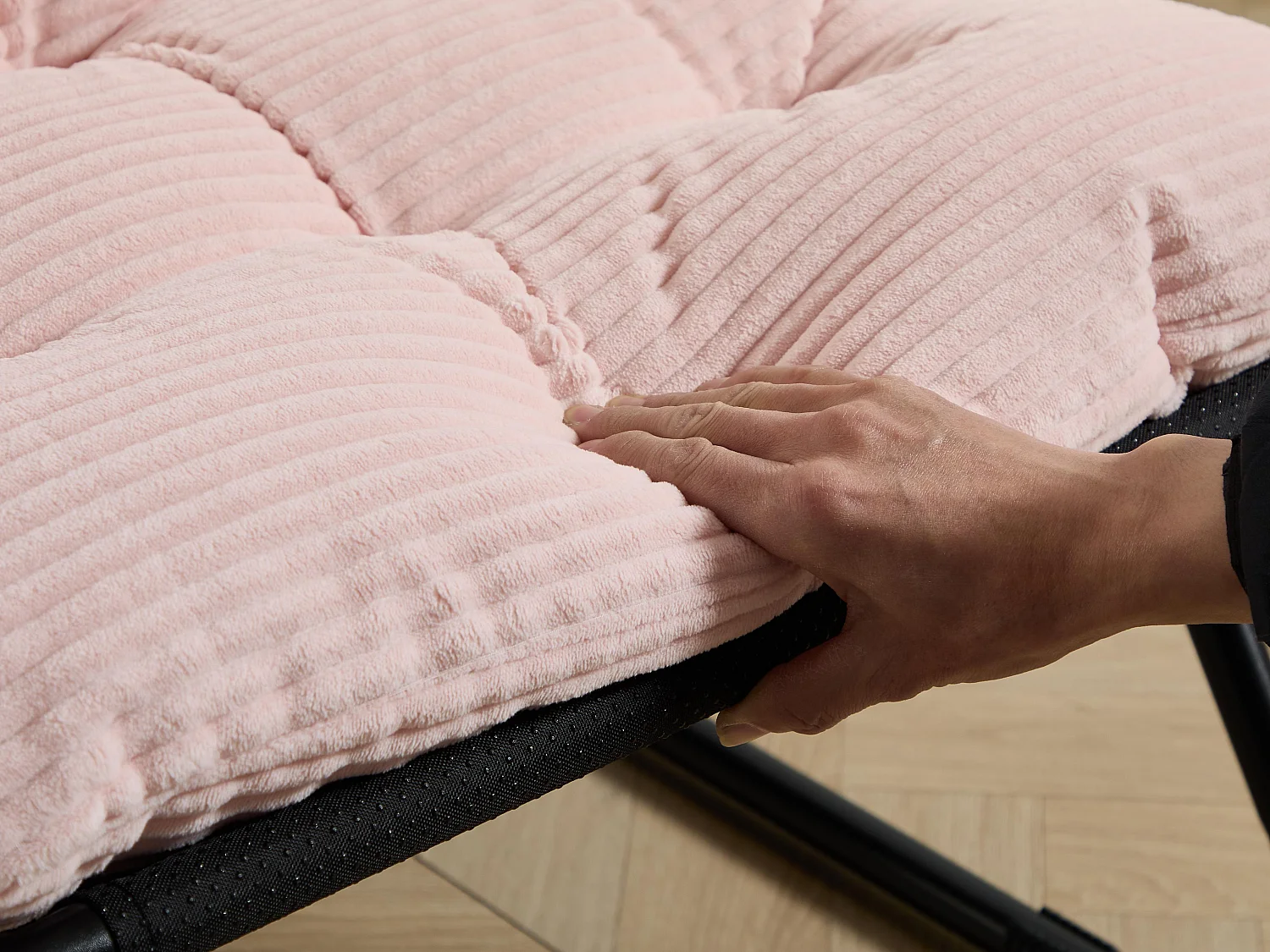 Fauteuil extérieur en acier avec coussin, pouf offert, chaise de jardin moderne pour terrasse et balcon