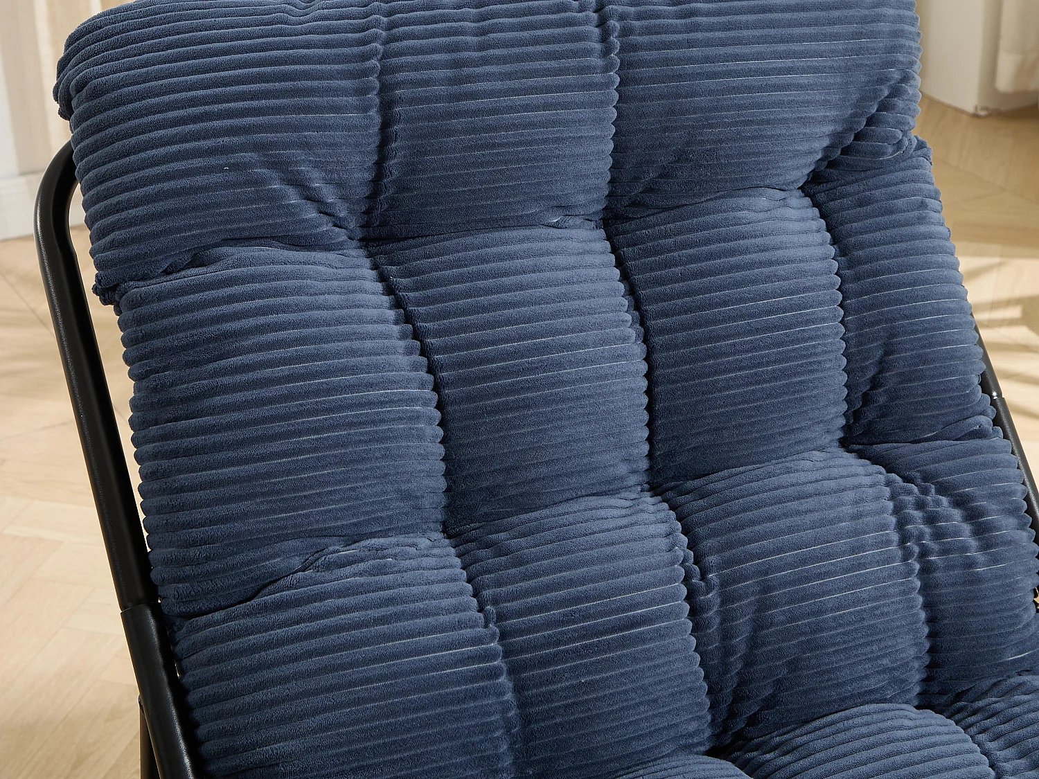 Fauteuil extérieur en acier avec coussin, pouf offert, chaise de jardin moderne pour terrasse et balcon