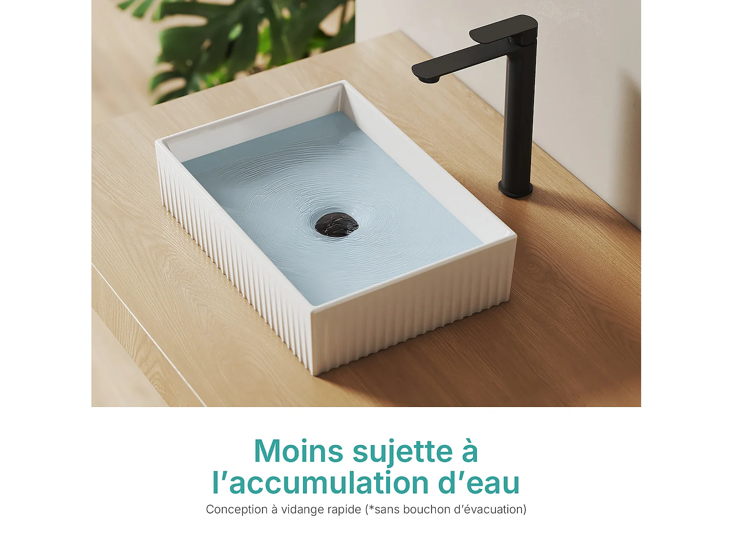 EMKE Vasque à poser rectangulaire en céramique blanche avec reliefs 45x32x11 cm