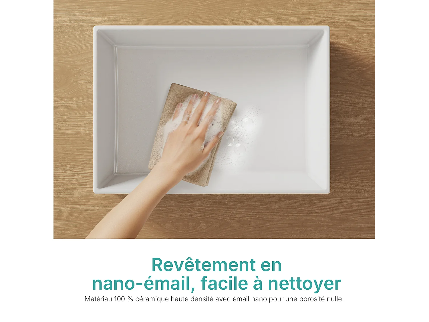 EMKE Vasque à poser rectangulaire en céramique blanche avec reliefs 45x32x11 cm