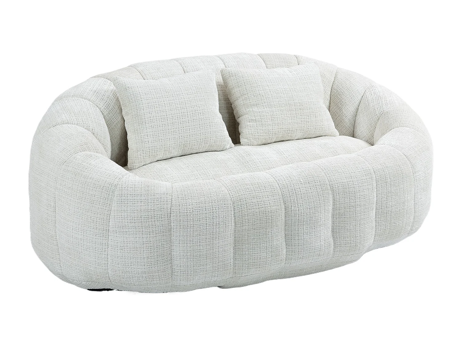 Canapé Compressé 2 places en tissu chenille, en mousse haute densité, avec 2 coussins, Beige