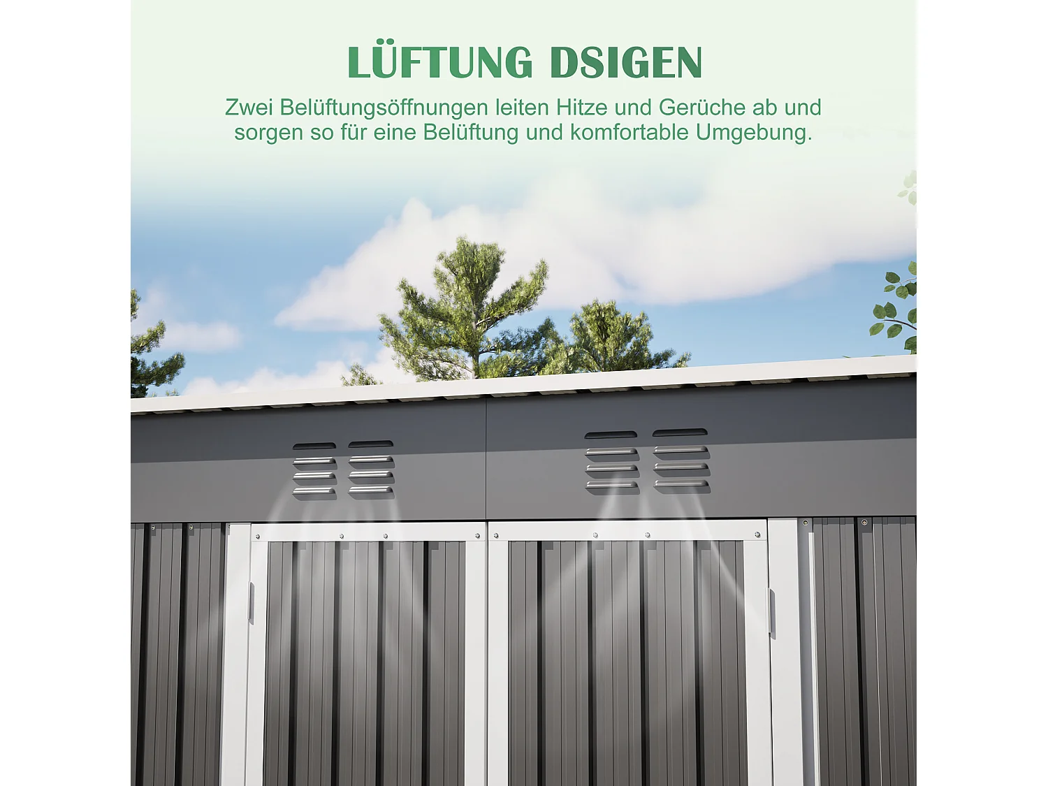 Metalen tuinhuis 229 x 111 cm verzinkt staal, compacte buitenberging met schuifdeur en ventilatie