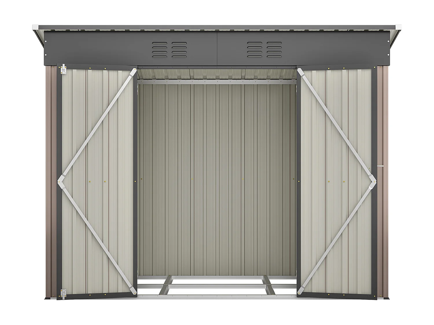 Abri de jardin métallique 240 x 120 cm – acier galvanisé, abri de rangement extérieur compact avec porte coulissante et ventilation