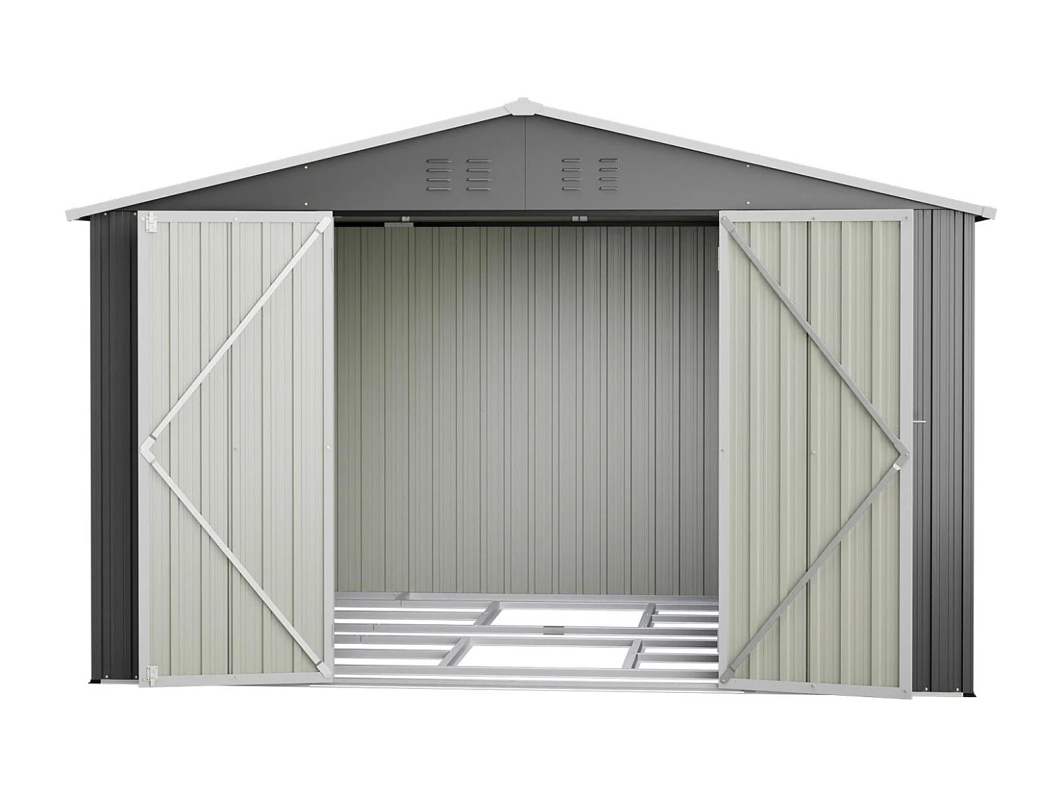 Abri de jardin métallique 240 x 120 cm – acier galvanisé, abri de rangement extérieur compact avec porte coulissante et ventilation