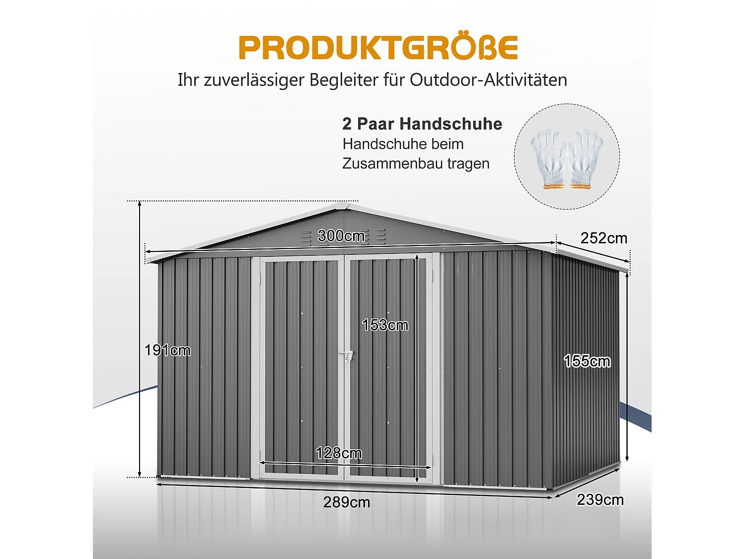 Abri de jardin métallique 240 x 120 cm – acier galvanisé, abri de rangement extérieur compact avec porte coulissante et ventilation